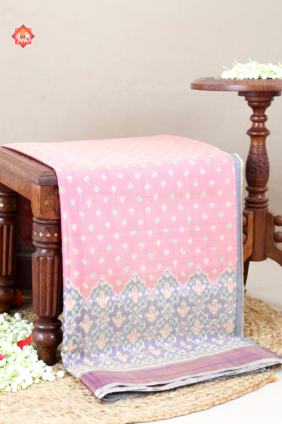 Skirt tissue border with blouse design single ikat patola saree