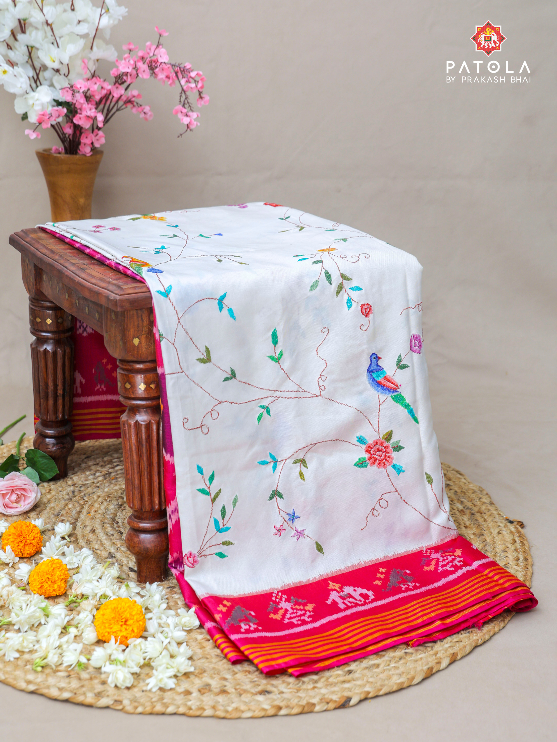 Masterpiece Patola With Petit Point Handwork With Patola Design Blouse Semi Double Ikat Patola Saree