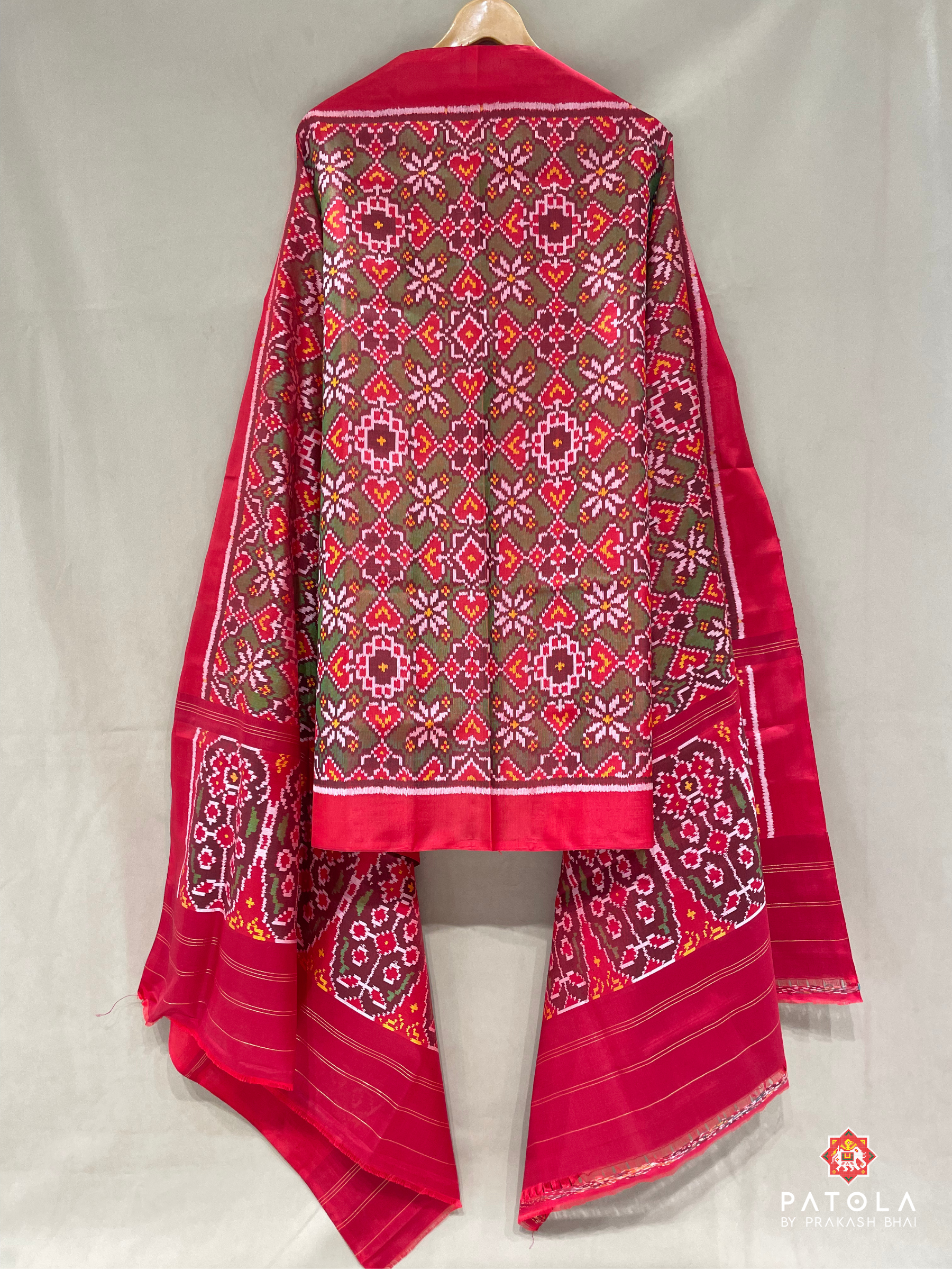 Panchanda Navratna Mix Designer Semi Double Ikat Patola Dupatta