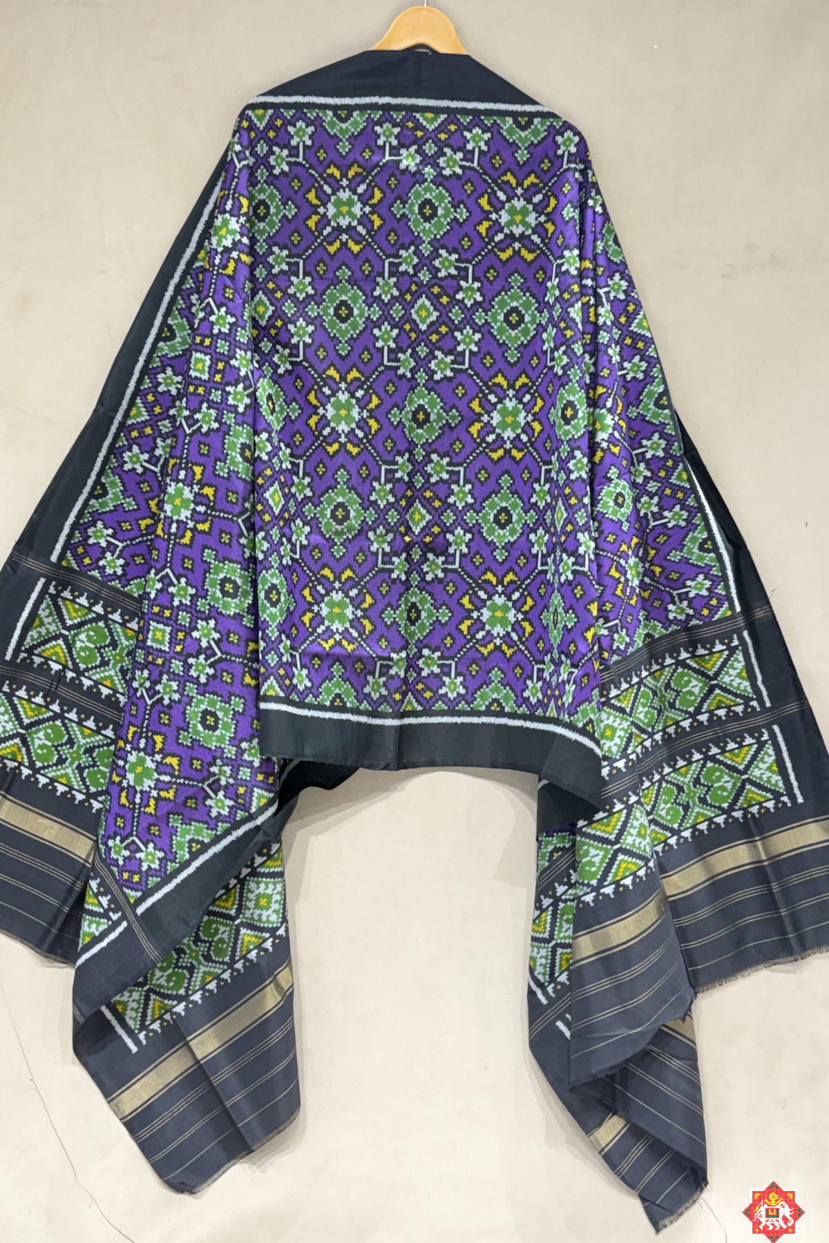 Master piece traditional navratna design semi double ikat patola dupatta