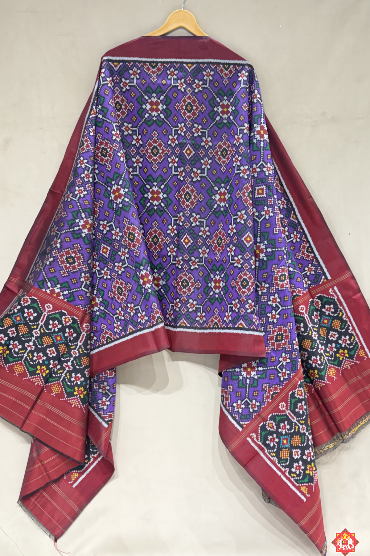 Master piece traditional navratna design semi double ikat patola dupatta