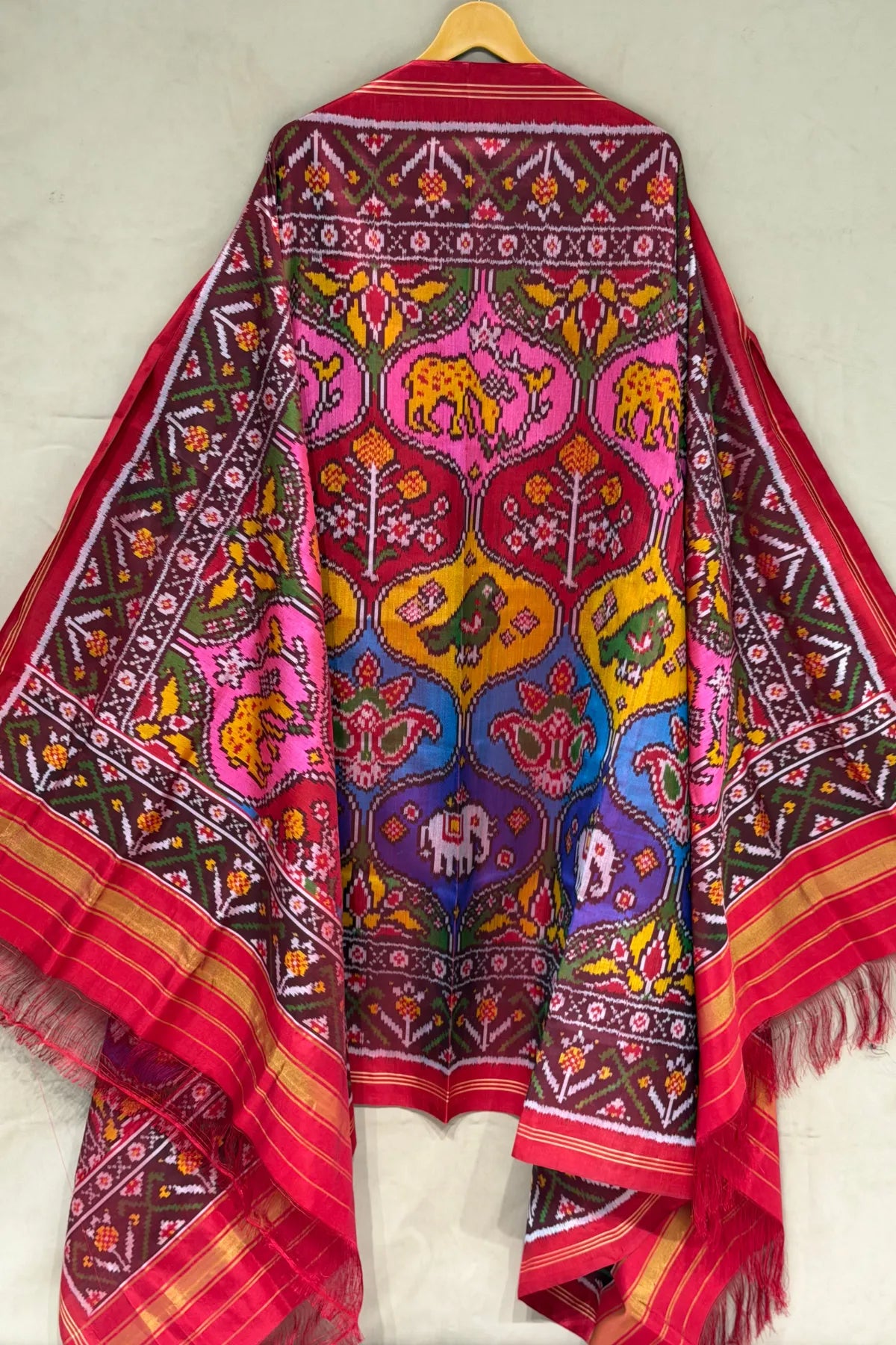 Master piece motifs design semi double ikat dupatta