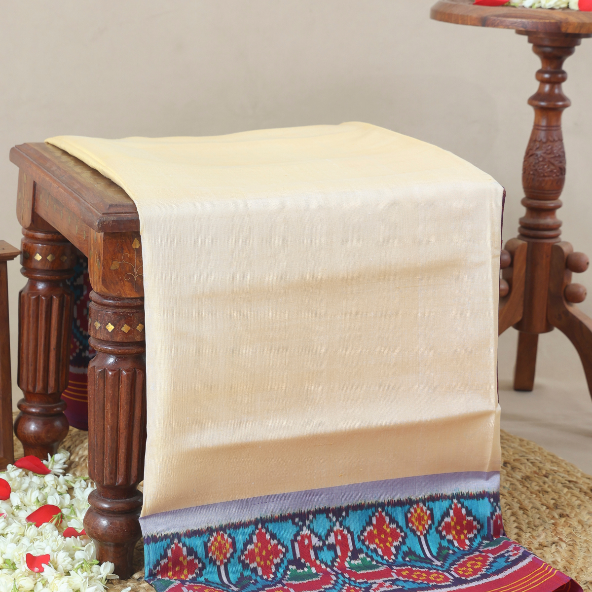 Plain patola with peacock border & blouse patola design semi double ik ...