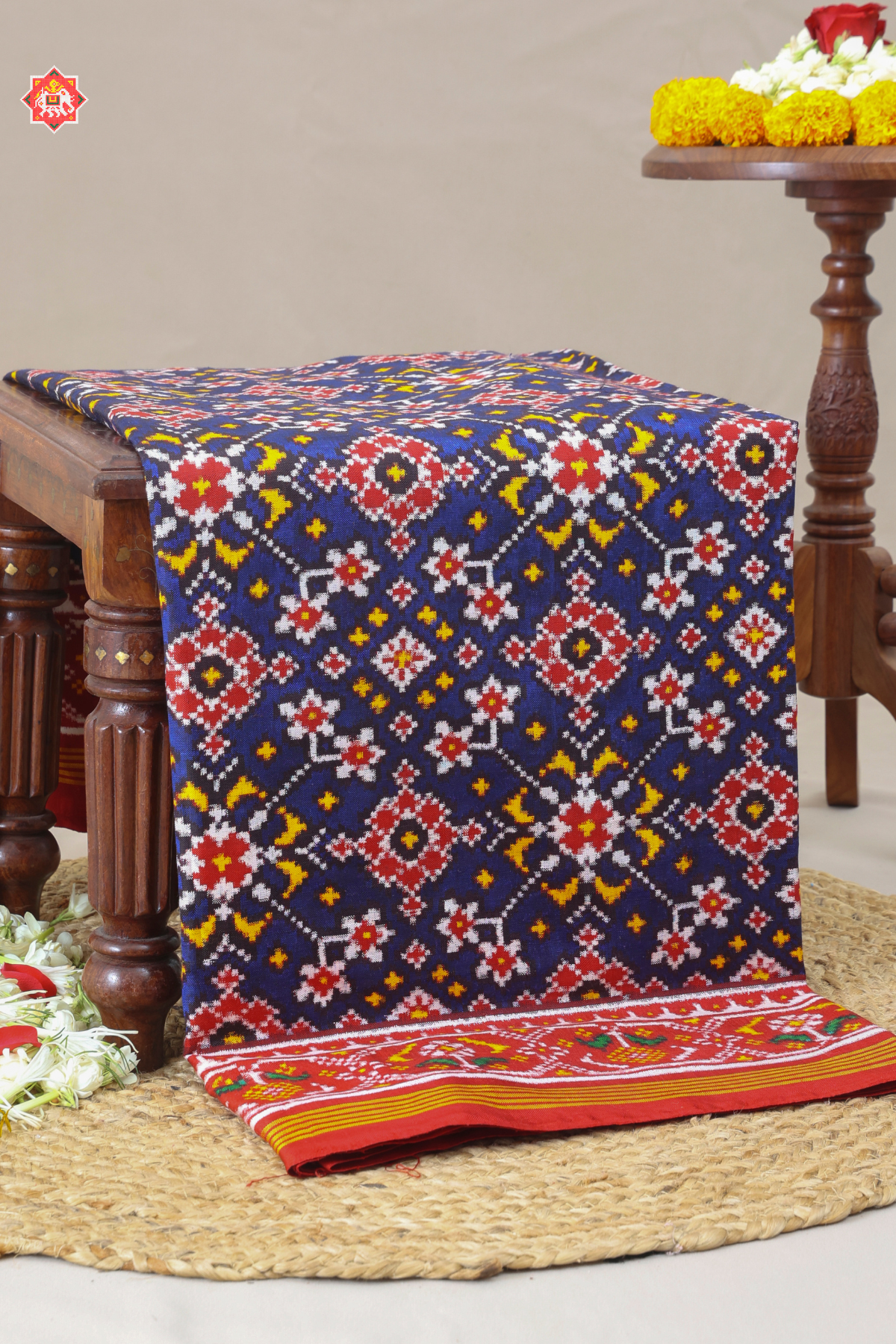 Patan patola traditional navratna design pure double ikat patola saree