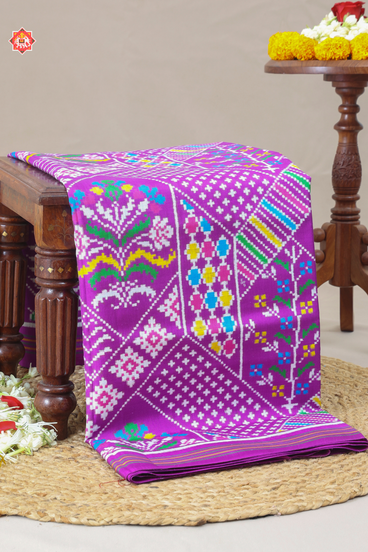 Masterpiece patan patola purple chhabadi with leaves design  pure double ikat patola saree