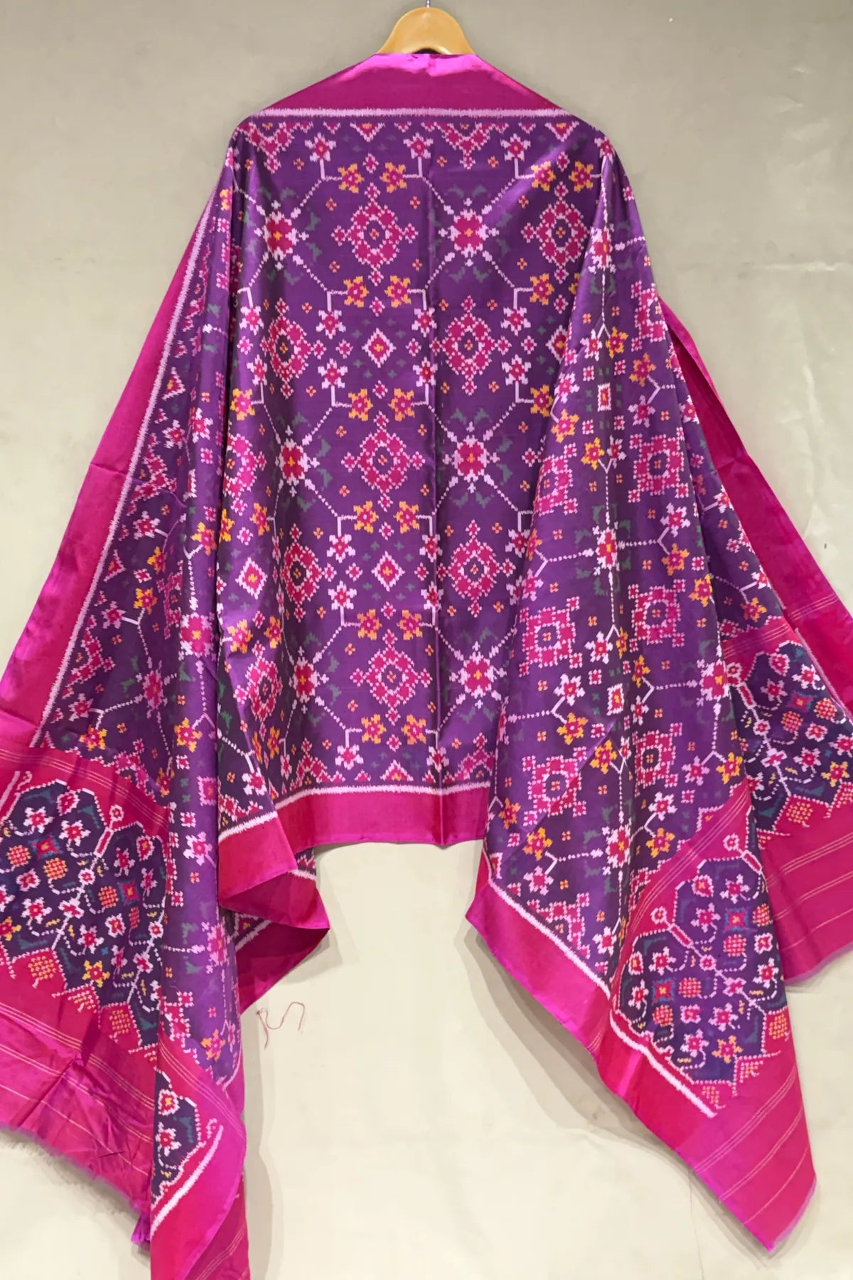 Traditional navratna designer semi double ikat dupatta