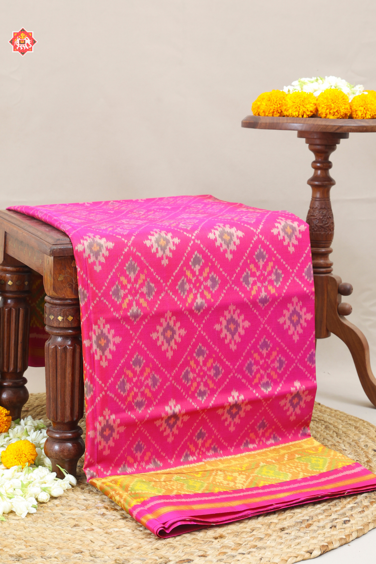 Chandabhat with big tissue border single ikat patola saree