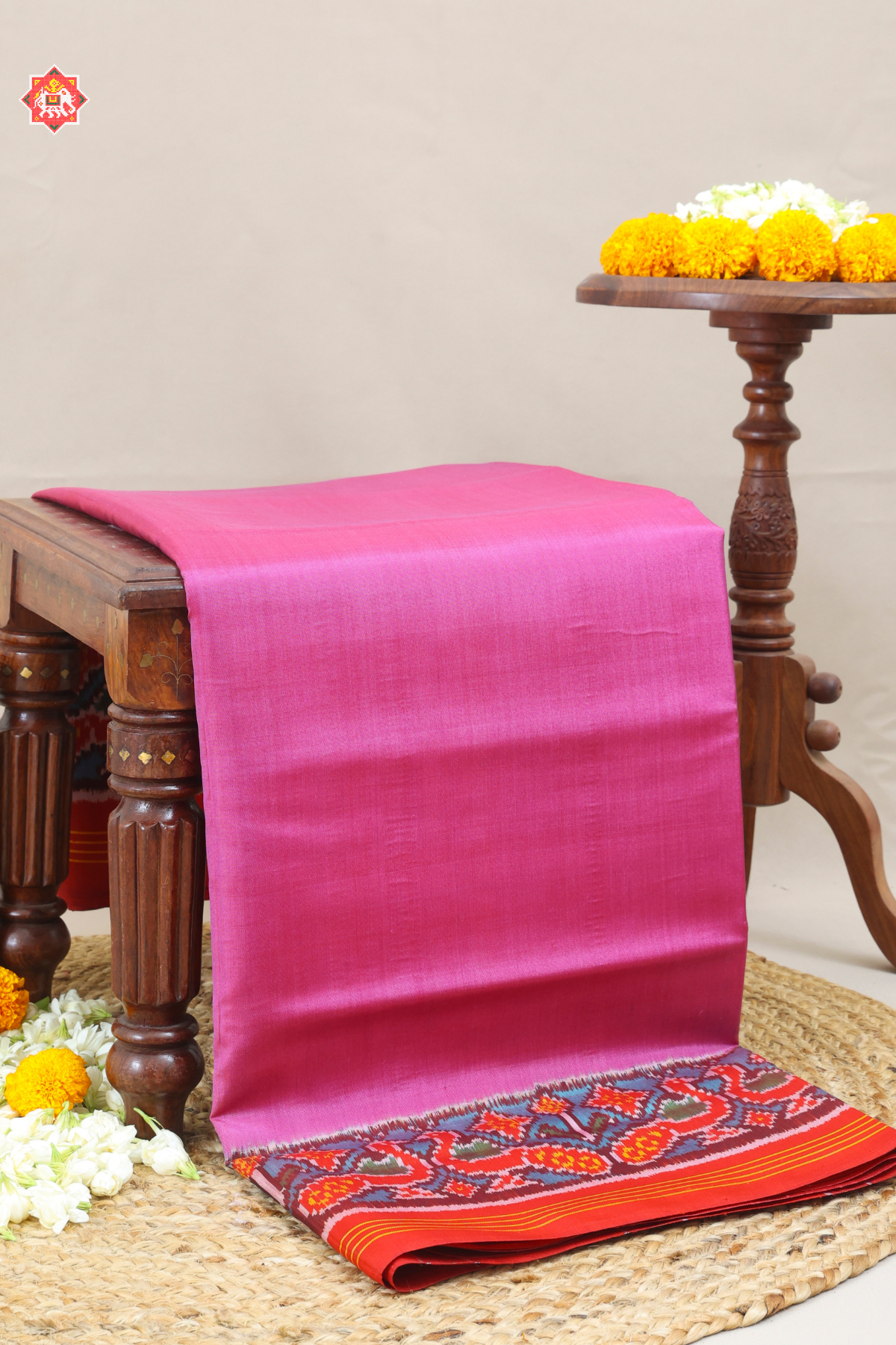 Peacock border design & pallu border contras with blouse patola design plain patola saree