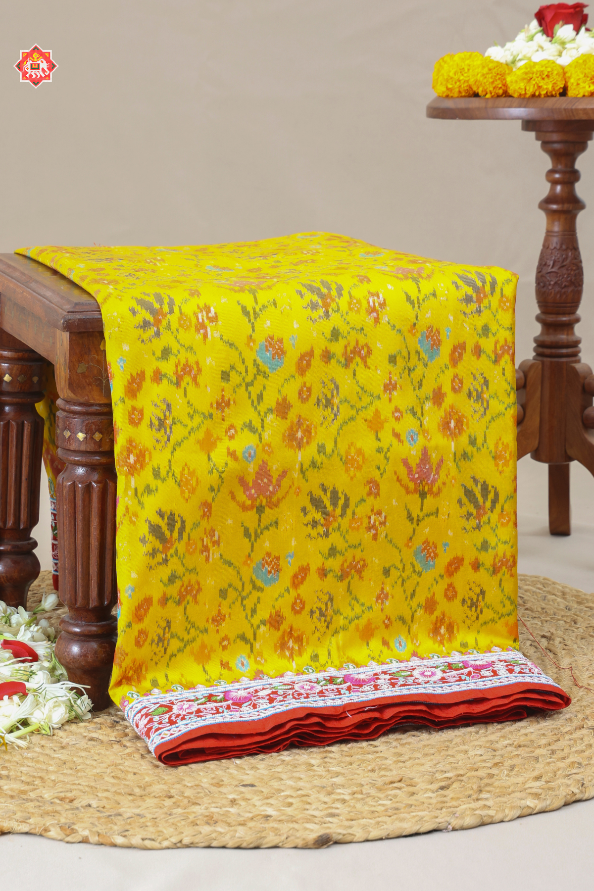 Classic flowers design with border design hand moti work ( special navratri concept) hand work saree