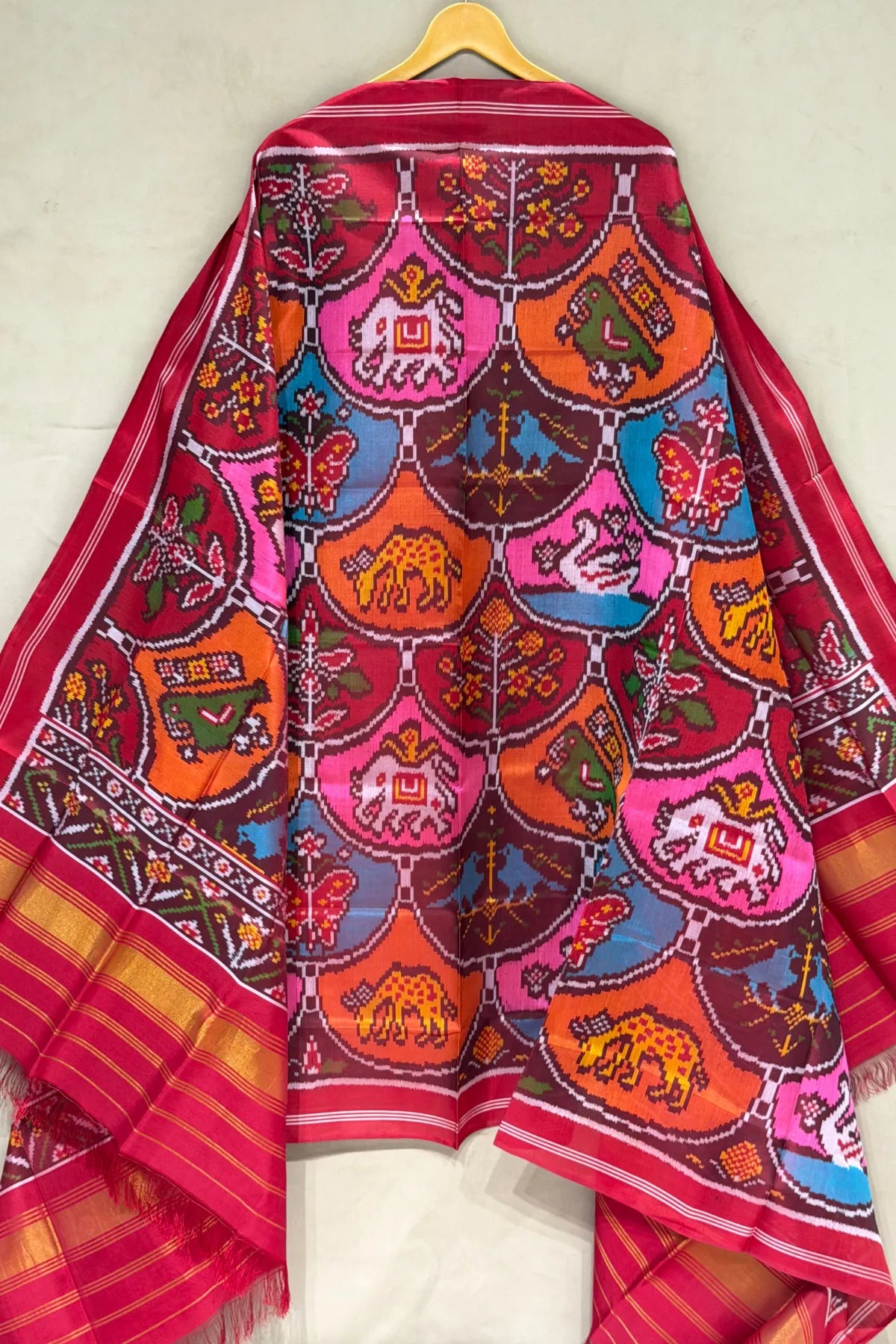 Master piece 7 motifs design semi double ikat dupatta