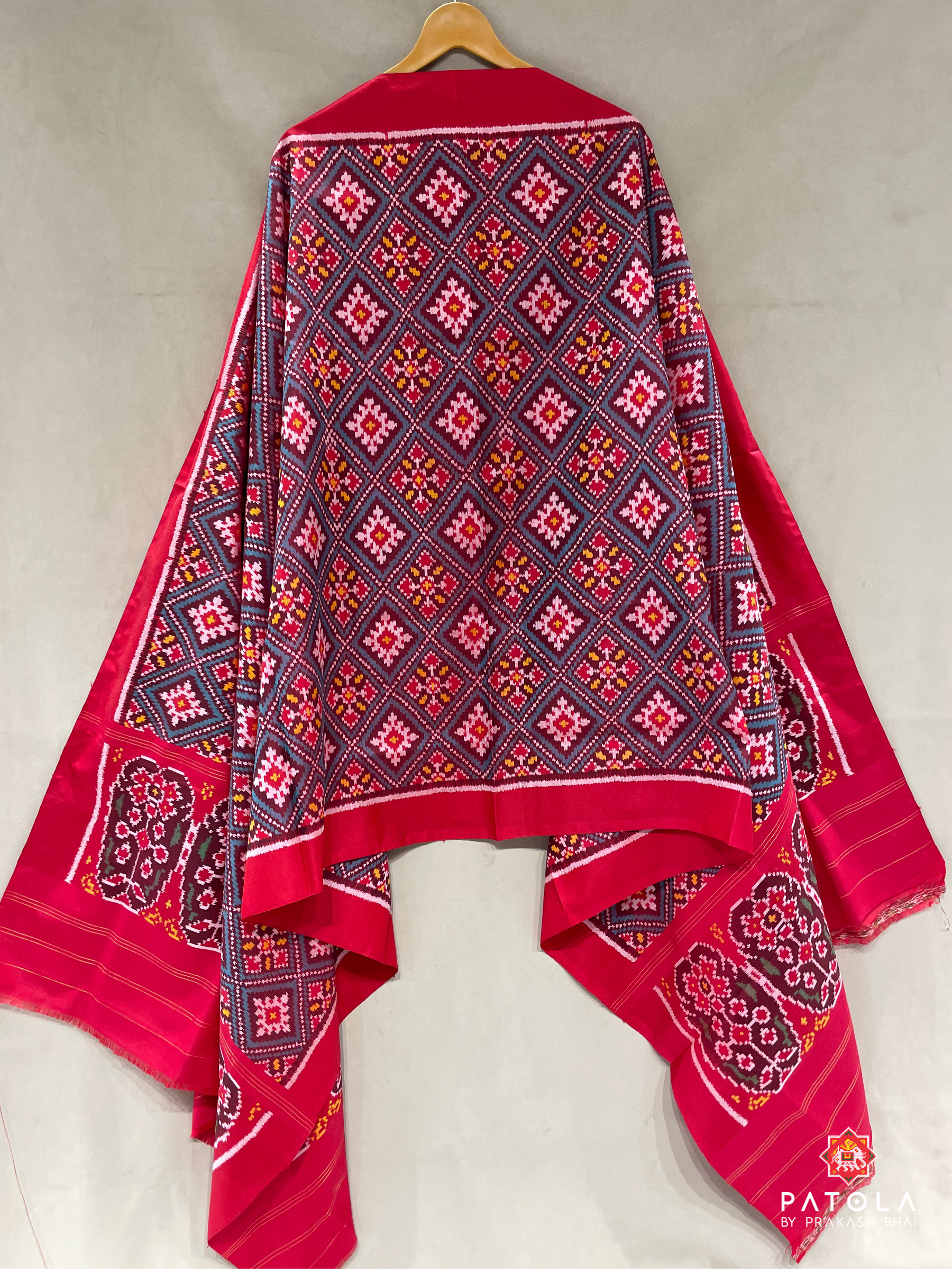 C-Green Chanda Bhat Designer Semi Double Ikat Patola Dupatta