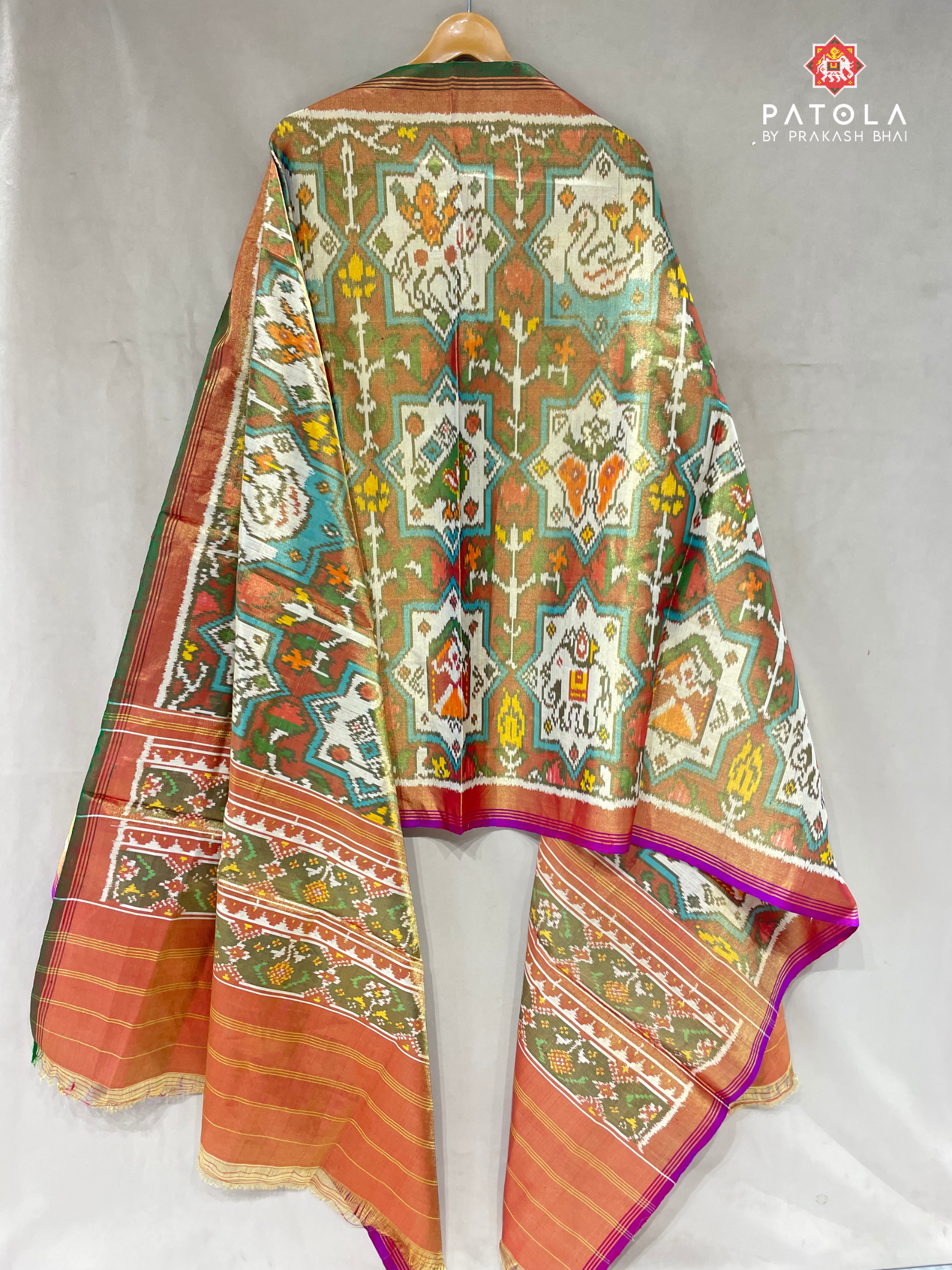 6 Figures With Star Design Tissue Patola Dupatta