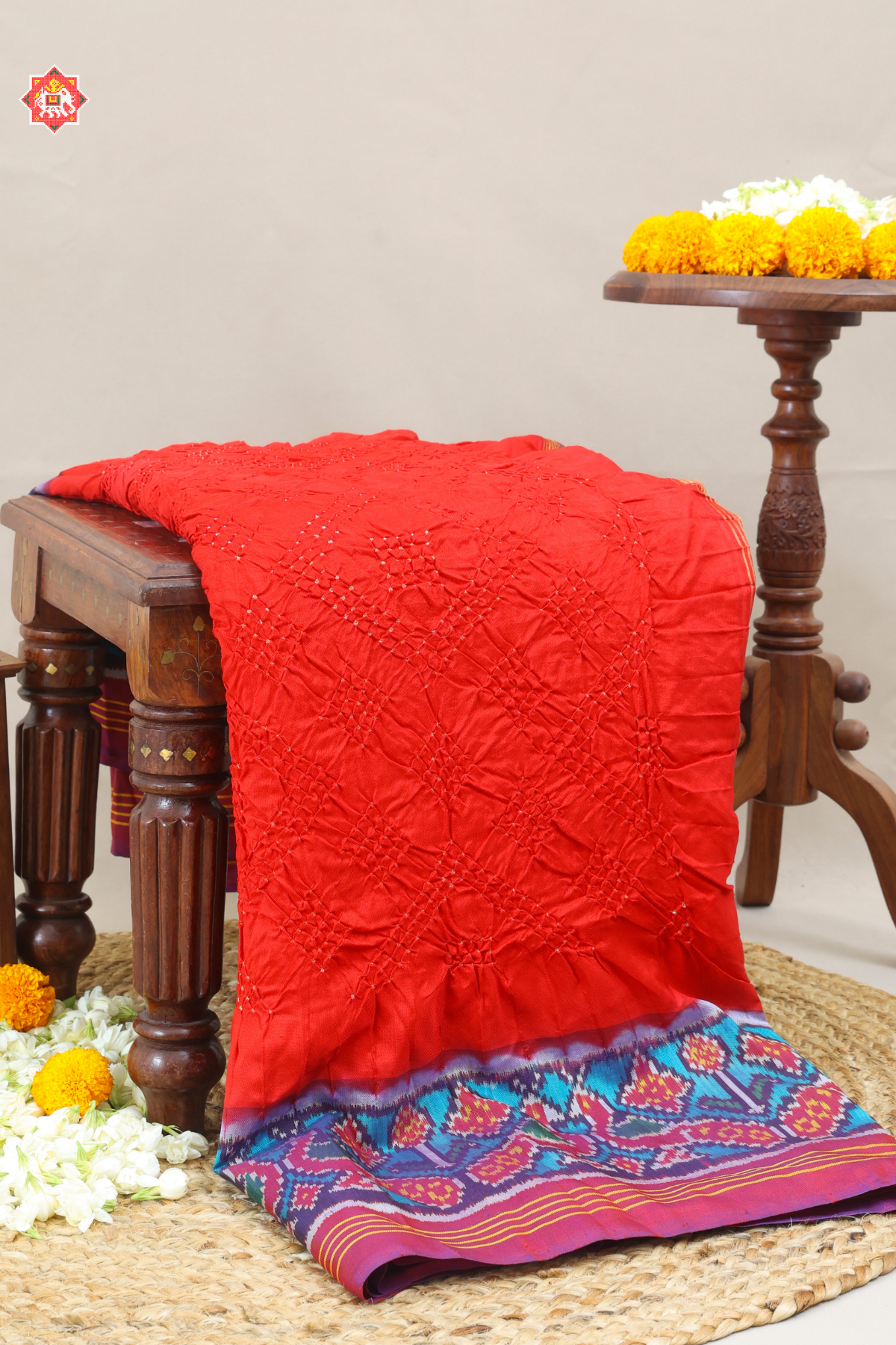 Peacock border pallu with blouse design bandhej patola saree