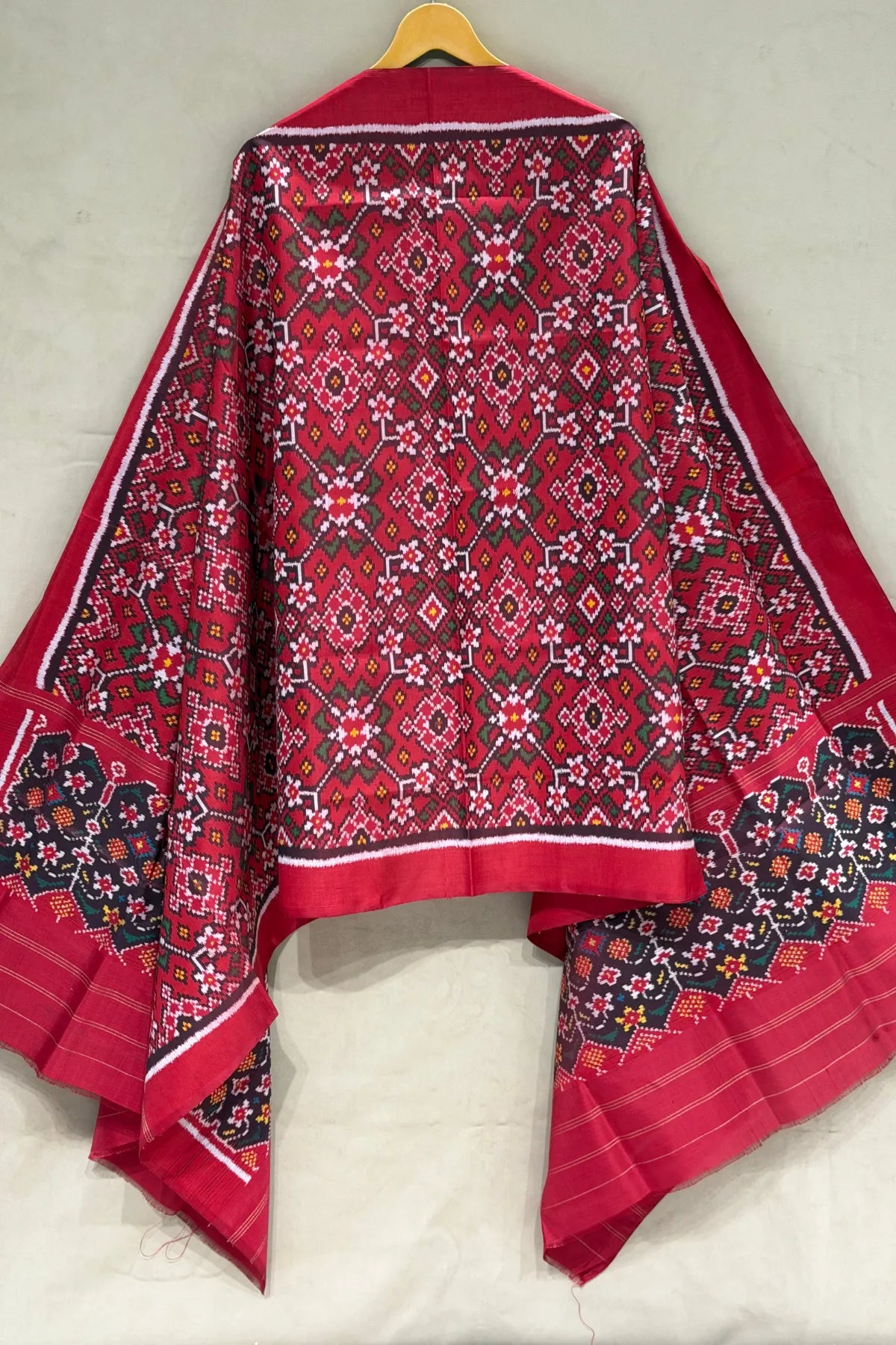 Traditional navratna designer semi double ikat dupatta