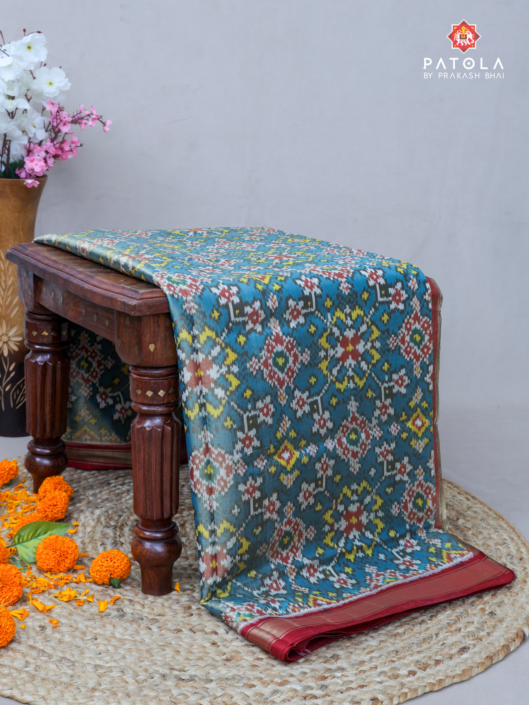 C-Green Navratna Design Tissue Patola Saree