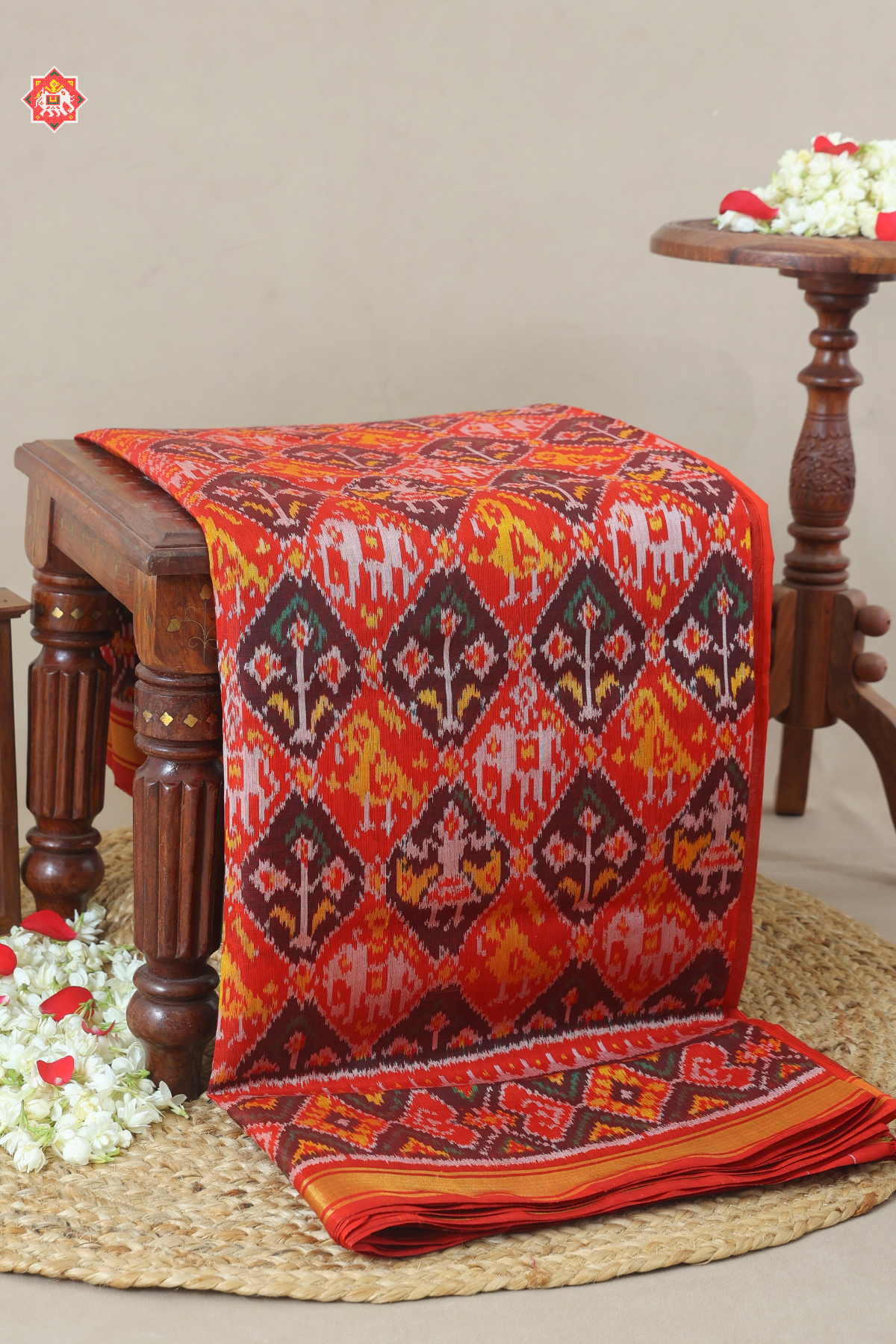 Traditional nari kunjar design minakari work patola saree