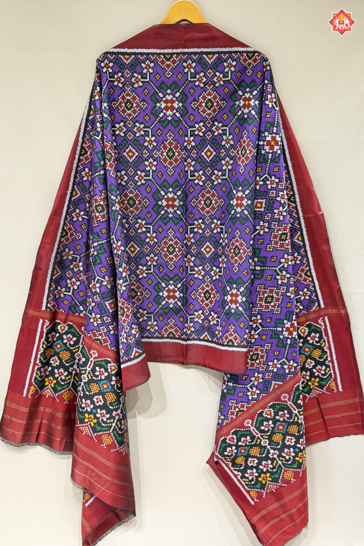 Navratna design with minakari work semi double ikat patola dupatta
