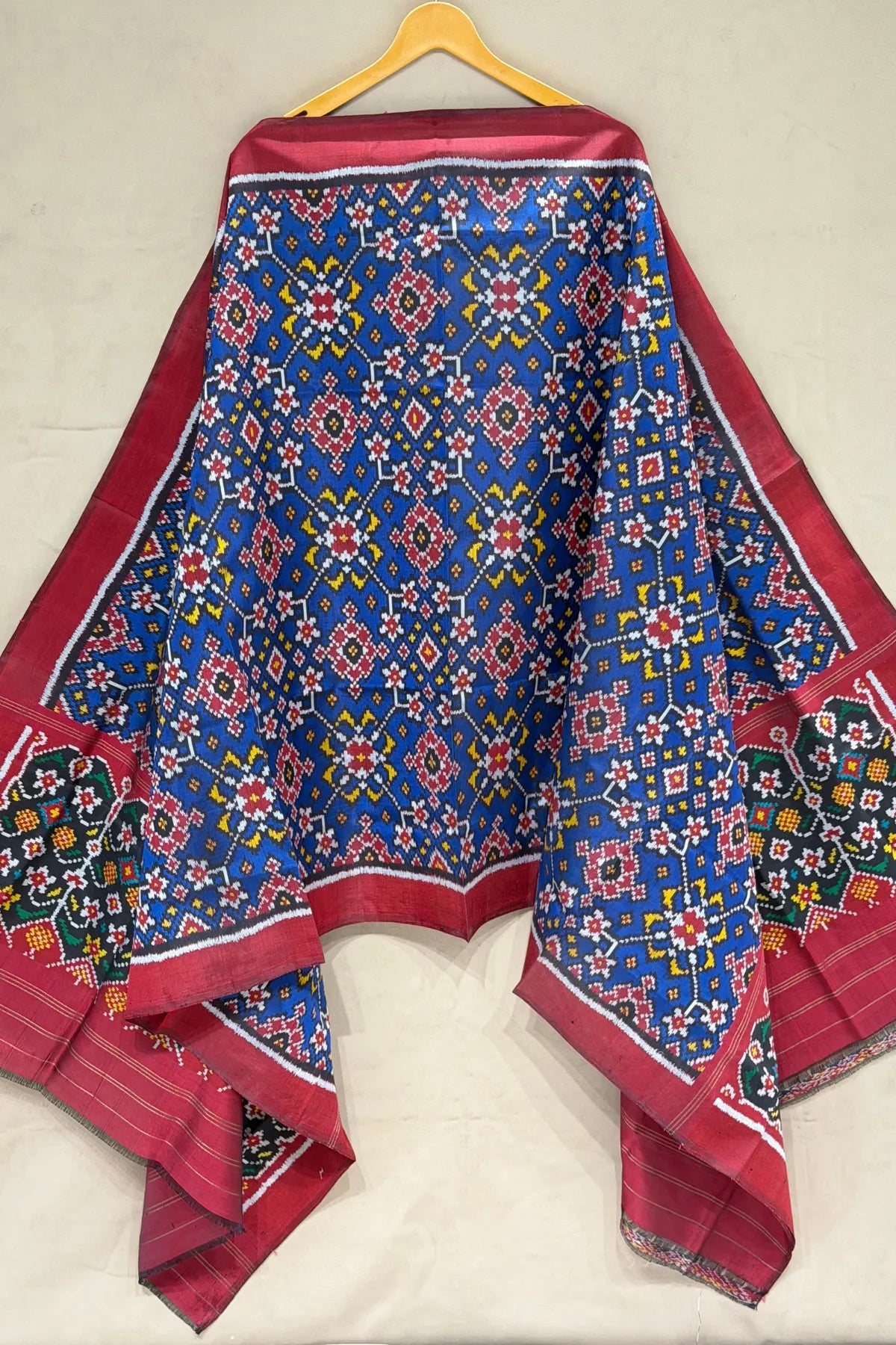 Navratna design with minakari work semi double ikat patola dupatta