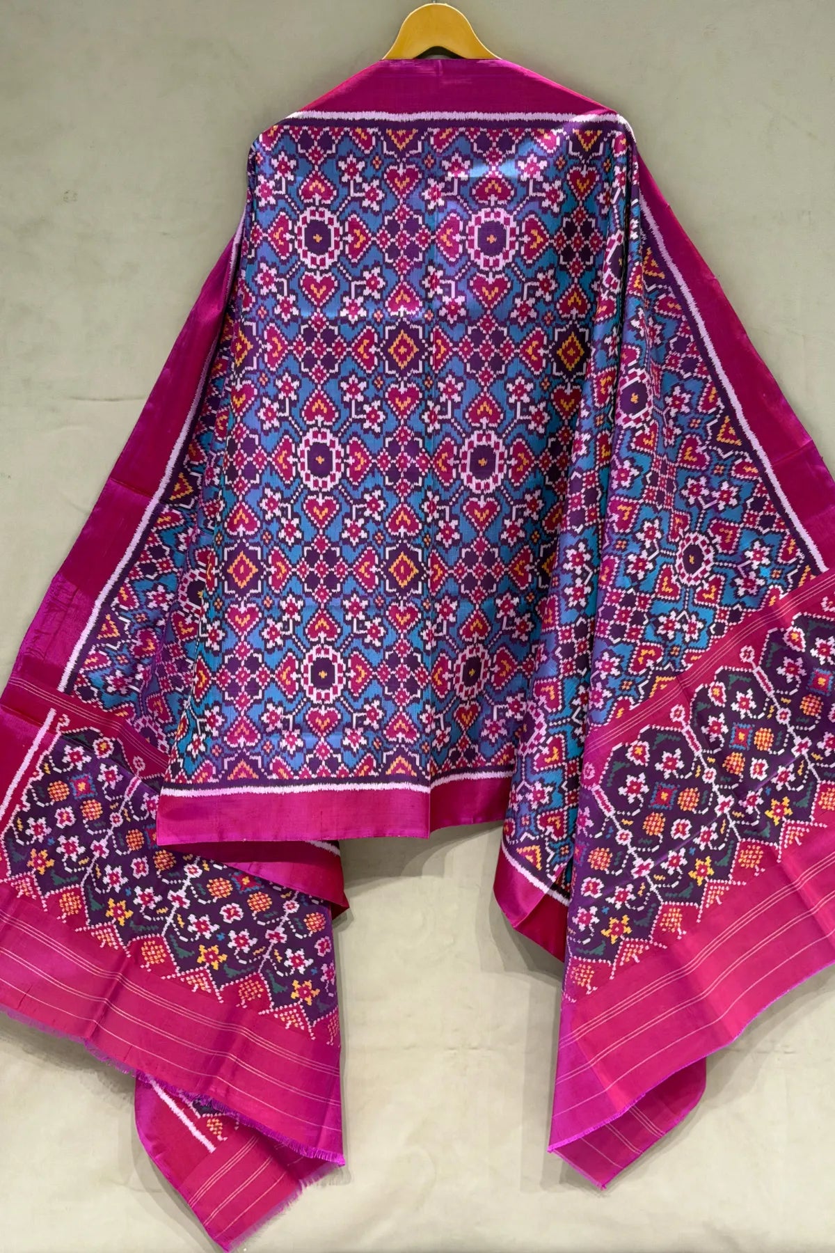 Traditional paan chanda  semi double ikat dupatta