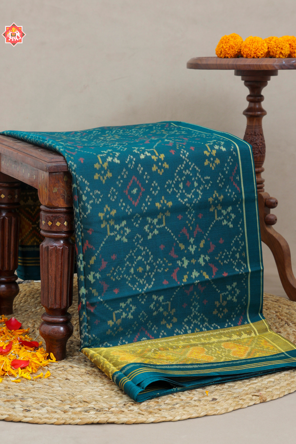 Navratna design with tissue border Single Ikat Patola Saree