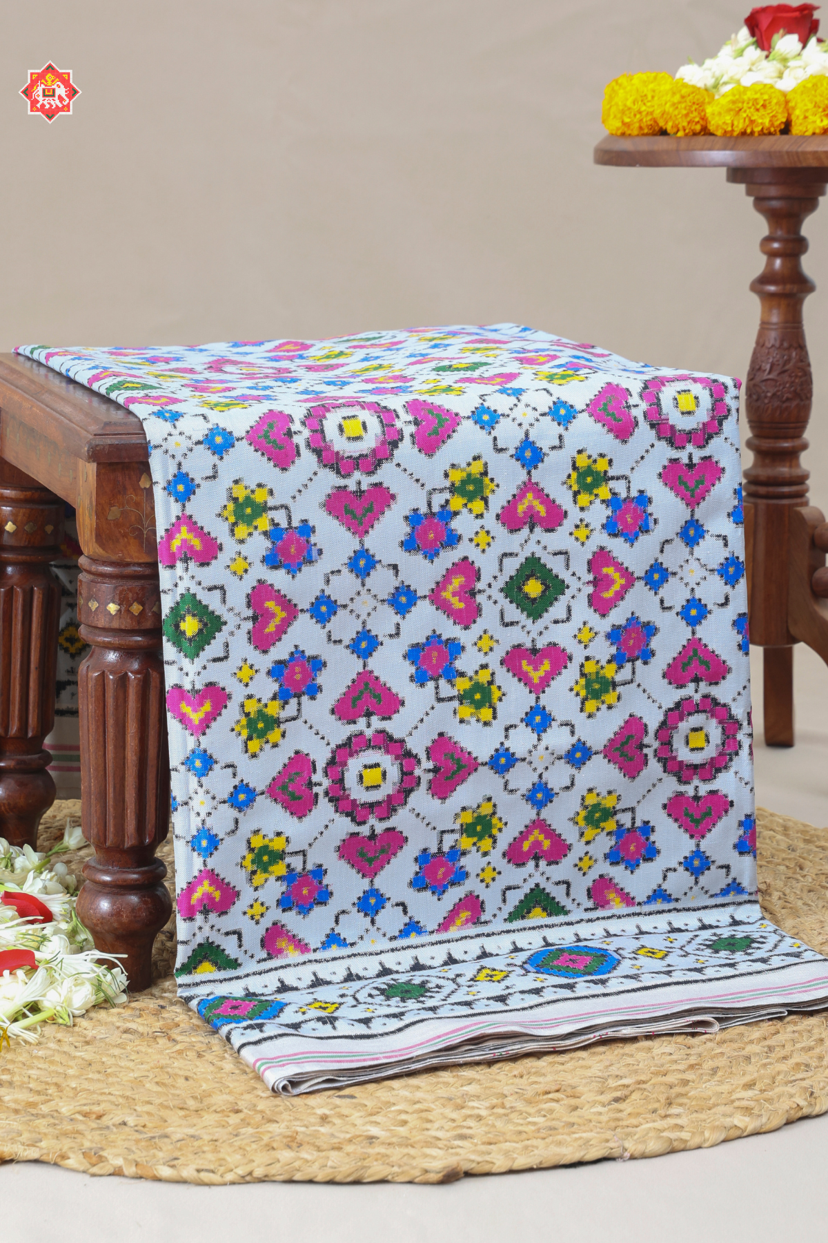 Patan patola paan chanda with traditional pallu pure double ikat patola saree