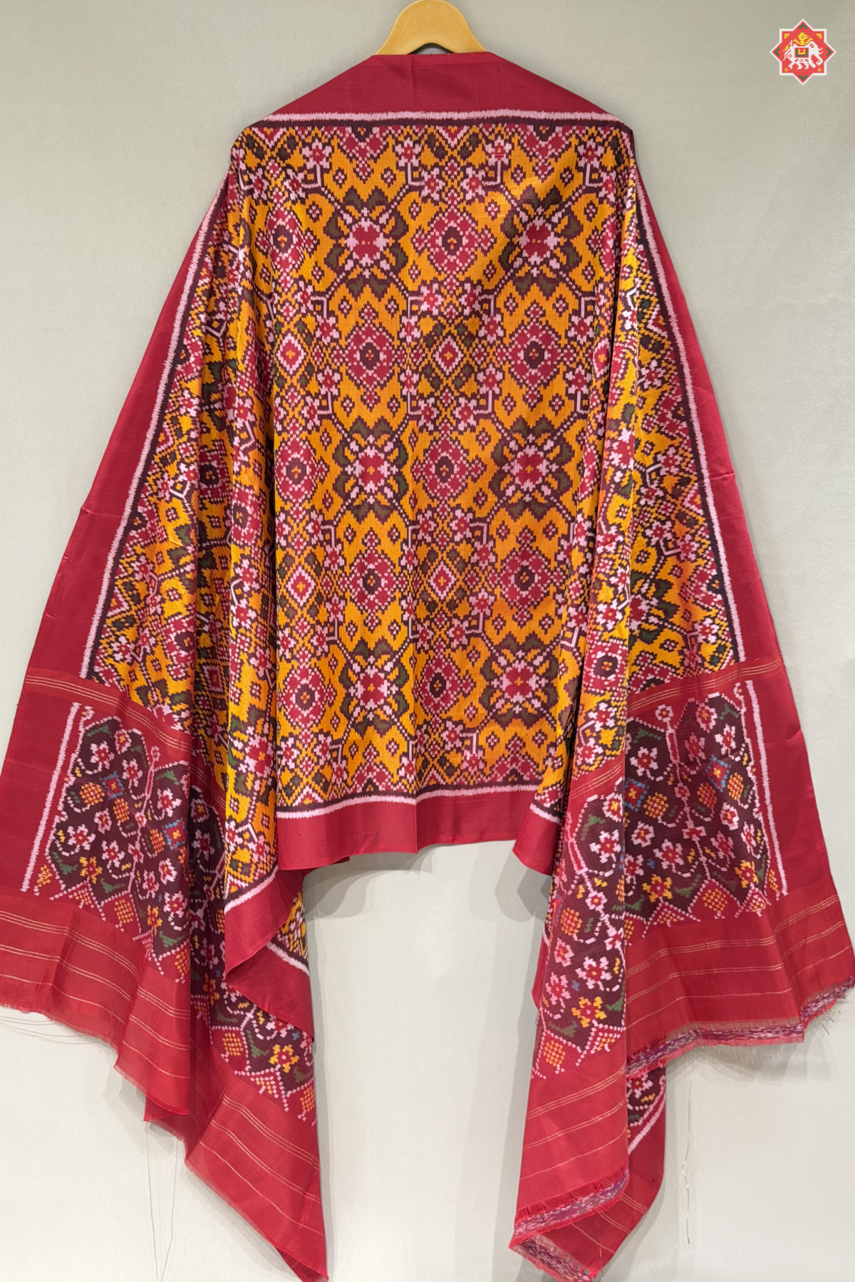 Navratna design with minakari work semi double ikat patola dupatta