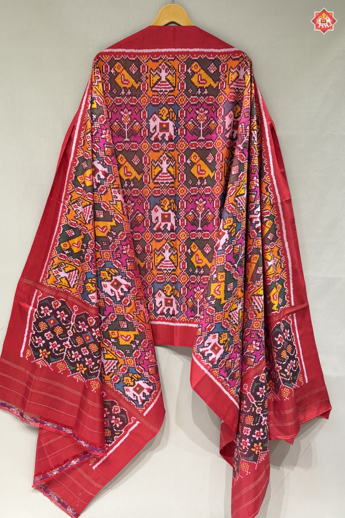 Traditional motifs design semi double ikat patola dupatta