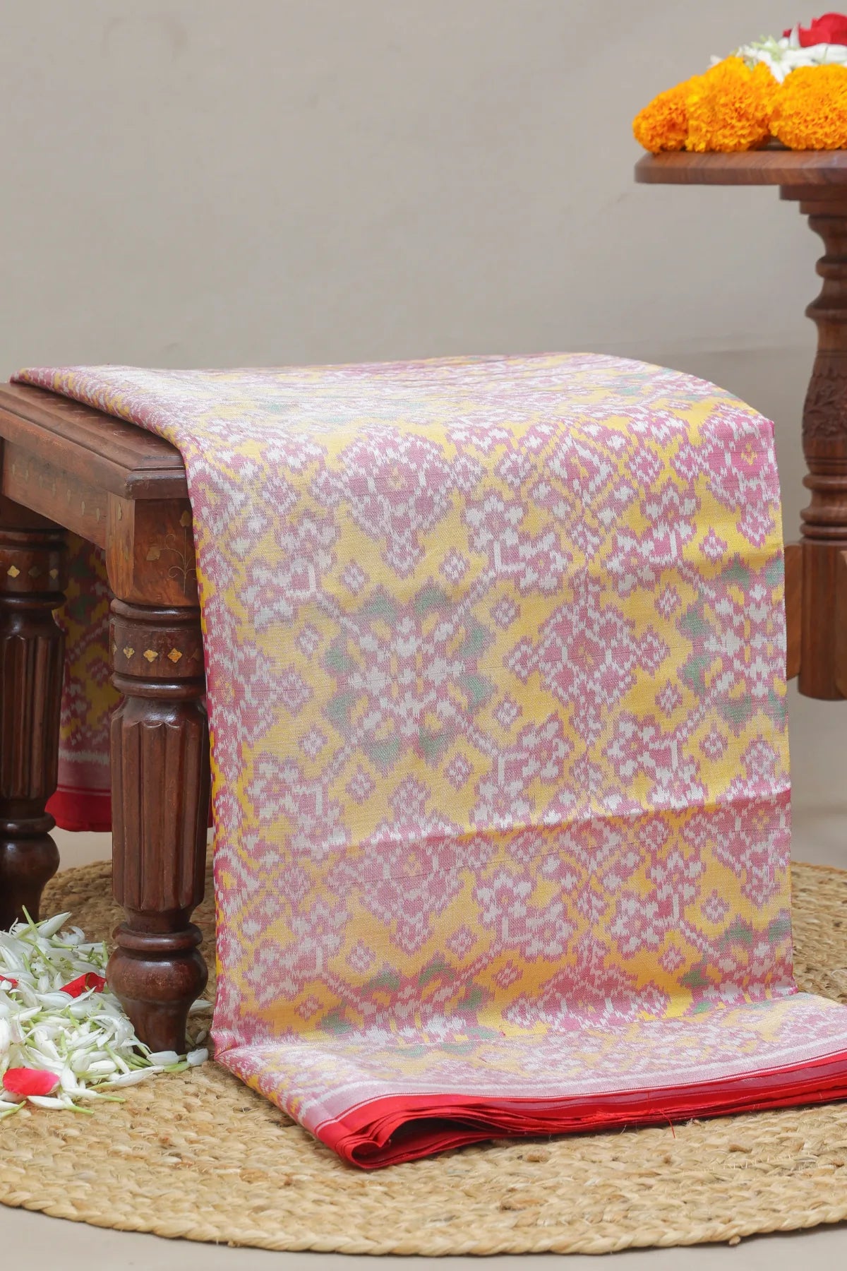 Navratna design with minakari work  tissue patola saree