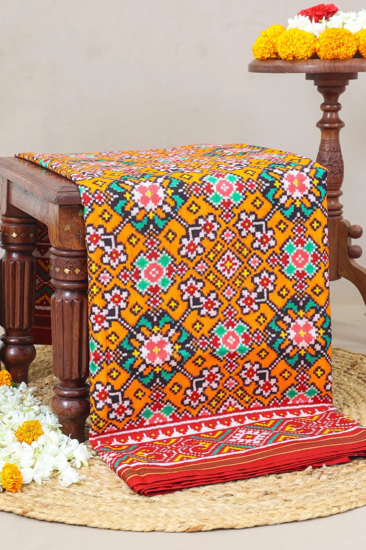 Patan patola traditional navratna design pure double ikat patola saree