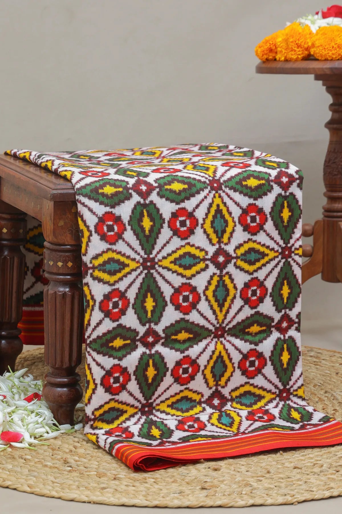 Patan patola small chabdi design & traditional pallu pure double ikat patola saree