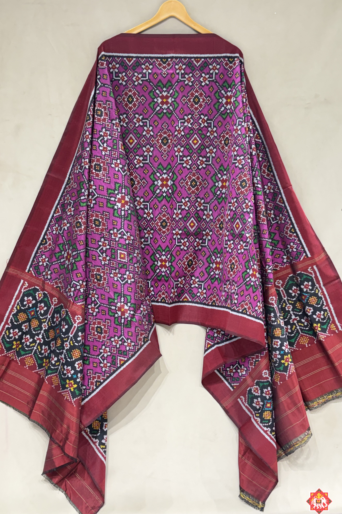 Master piece traditional navratna design semi double ikat patola dupatta