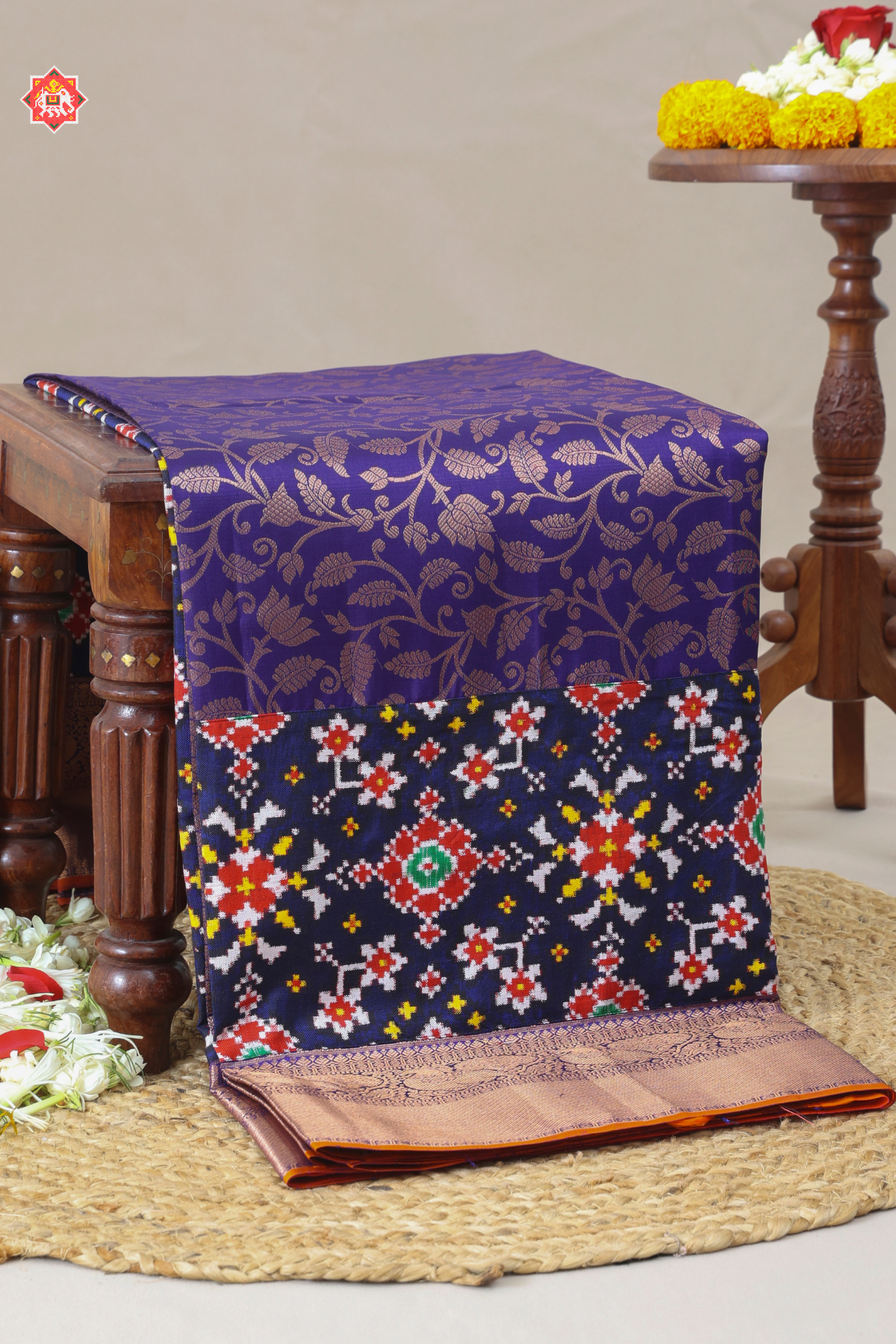 Masterpiece tissue kanchipuram with skirt border & navratna design patan patola saree