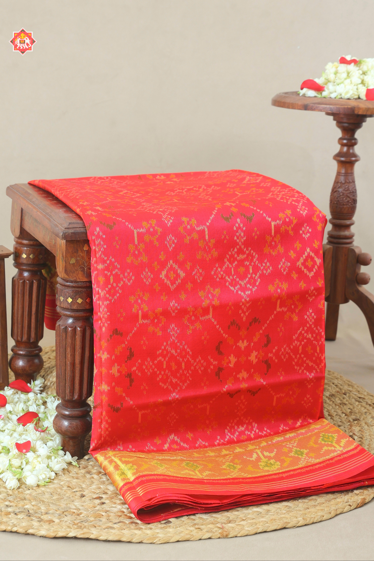 Navaratna design big tissue border single ikat patola saree