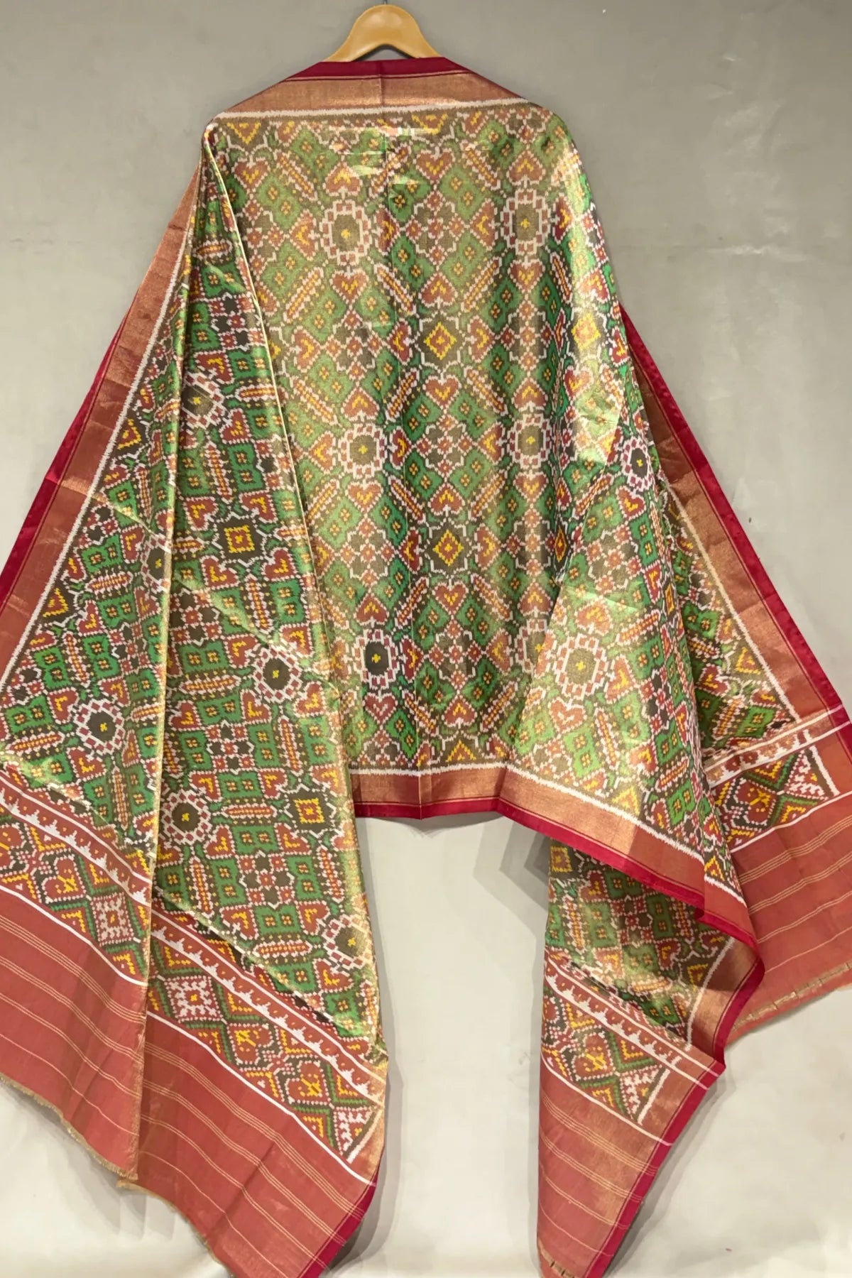 Manek chowk design minakari work tissue patola dupatta
