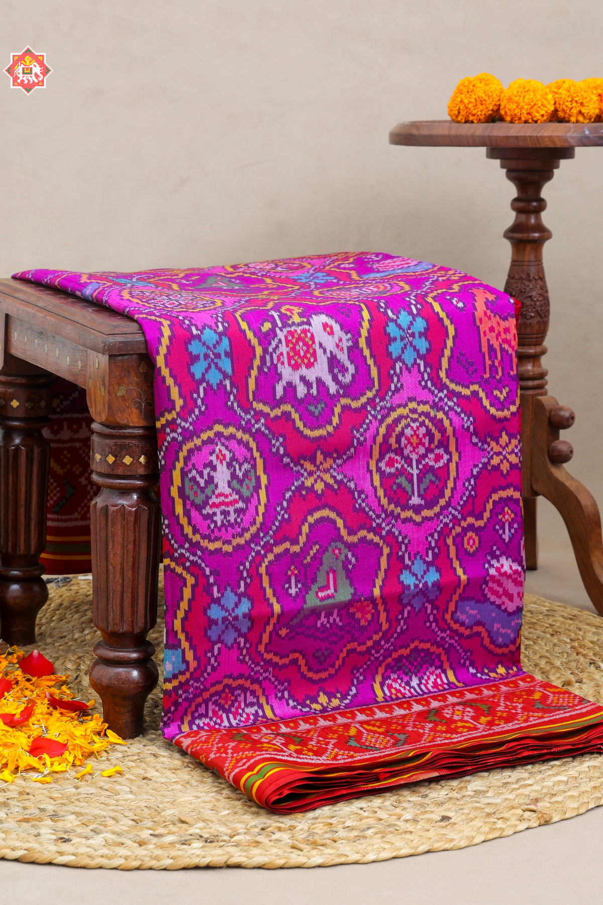 Masterpiece star figure designer multicolours semi double ikat patola saree
