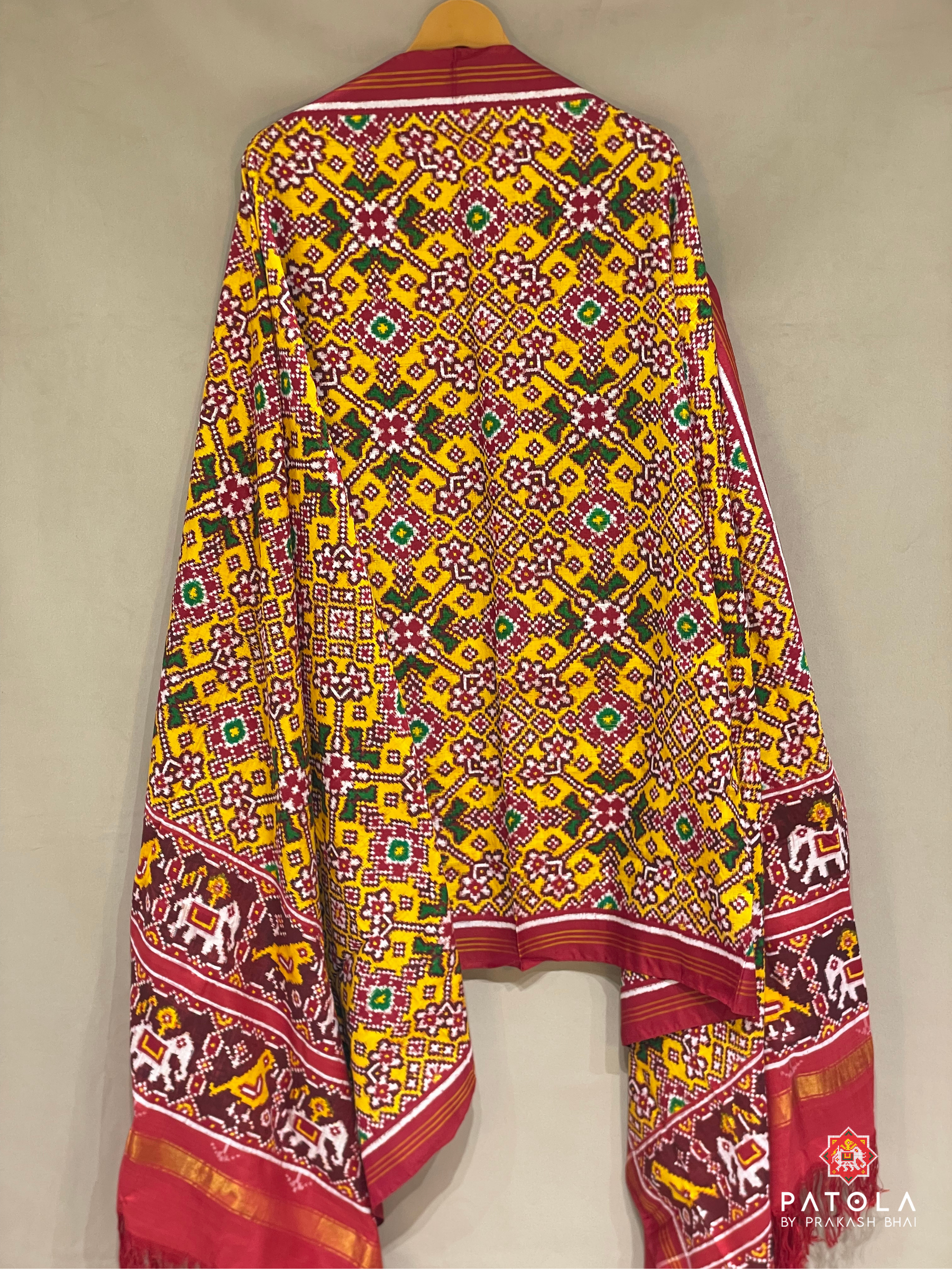 Pure Double Ikat Navratna Designer Dupatta