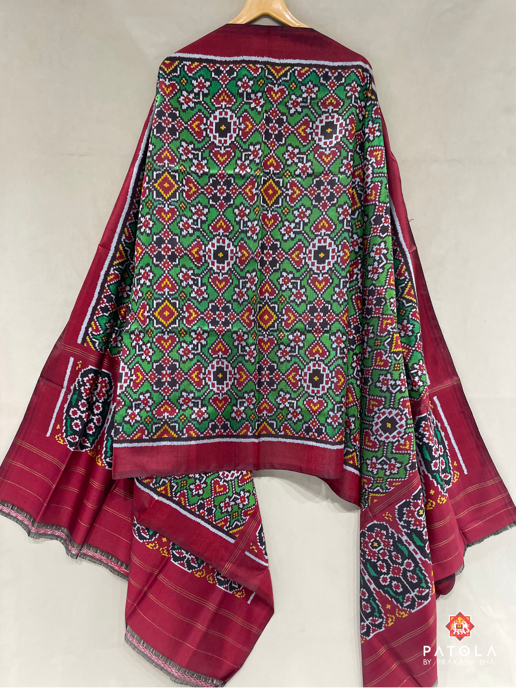 Panchanda Navratna Mix Designer Semi Double Ikat Patola Dupatta