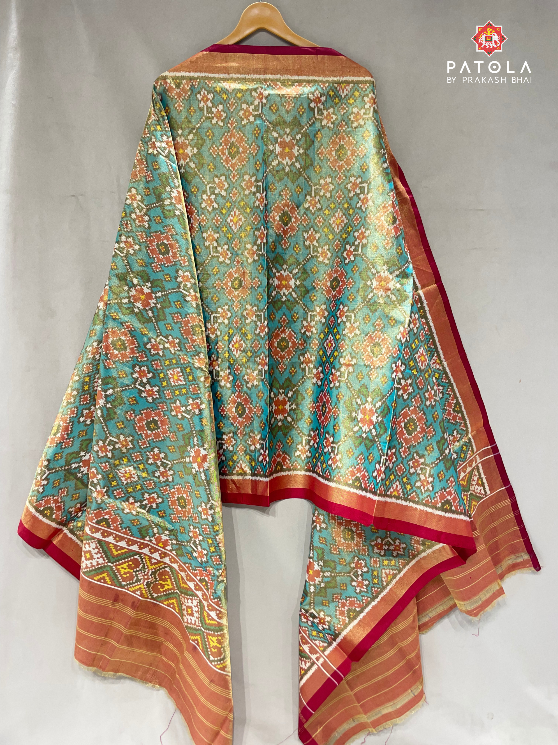 C-Green Navratna Design Tissue Patola Dupatta