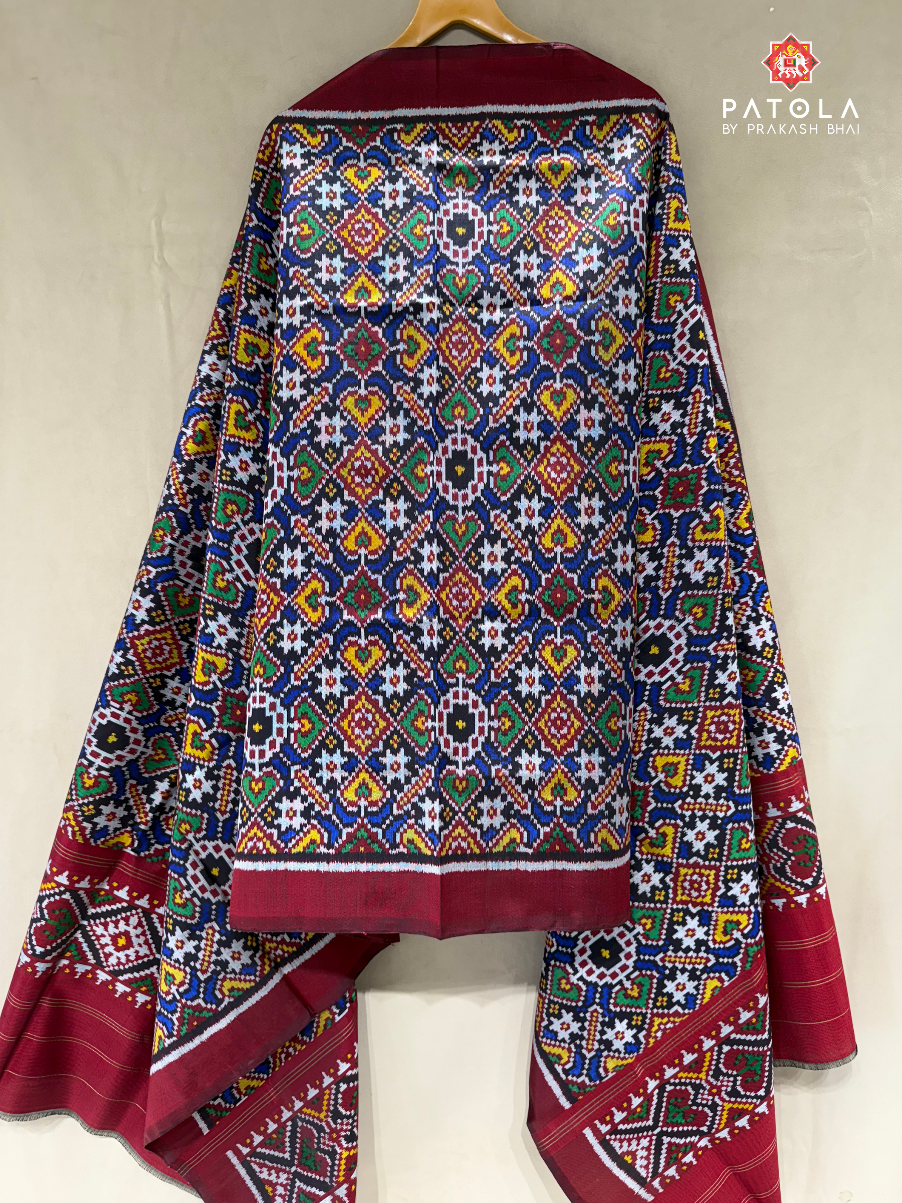 Blue Panchanda Manekchowk Mix Design Semi Double Ikat Patola Dupatta