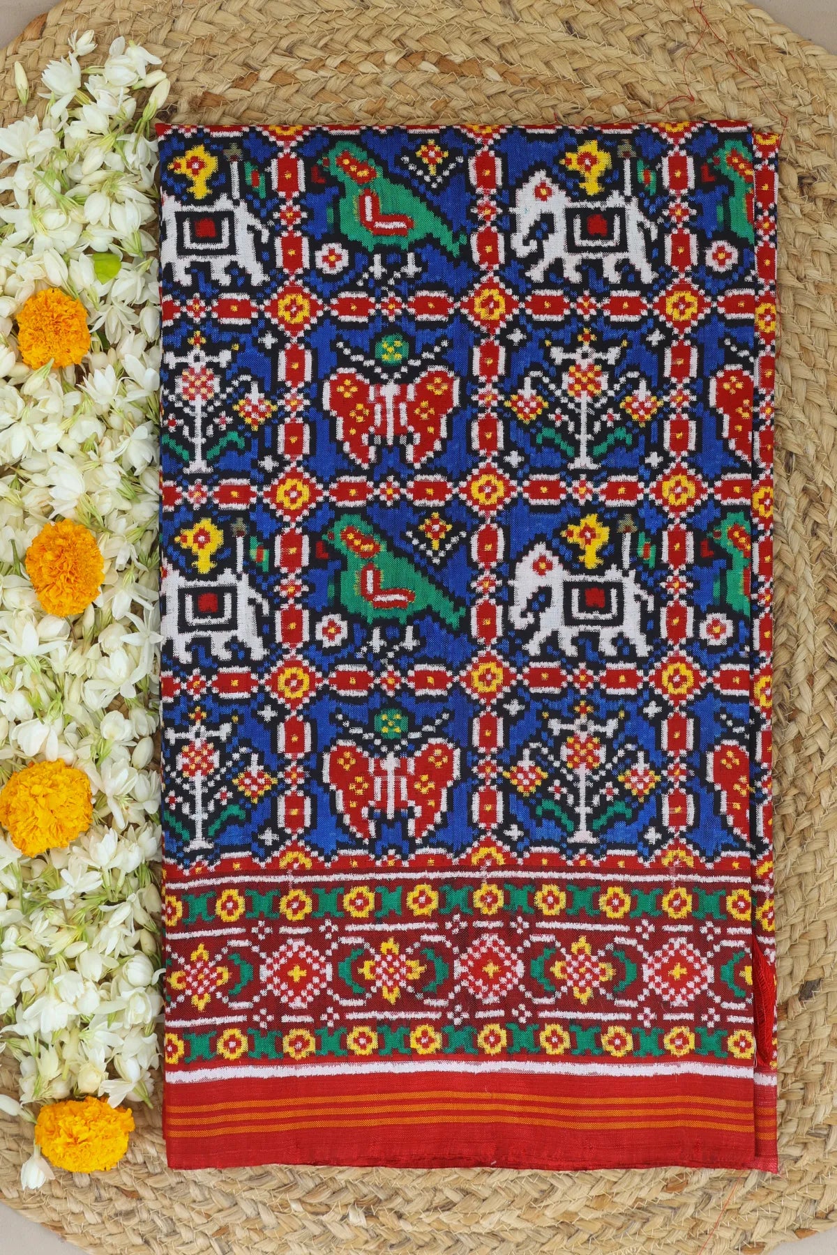 Patan patola traditional motif design with pallu border traditional pure double ikat saree