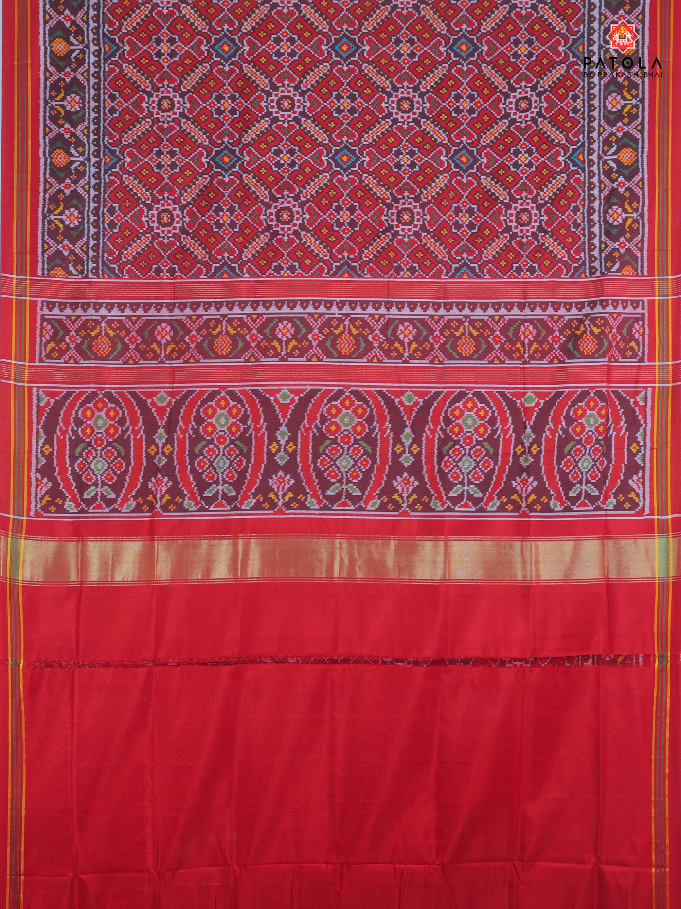 Manekchowk with border semi double ikat patola saree