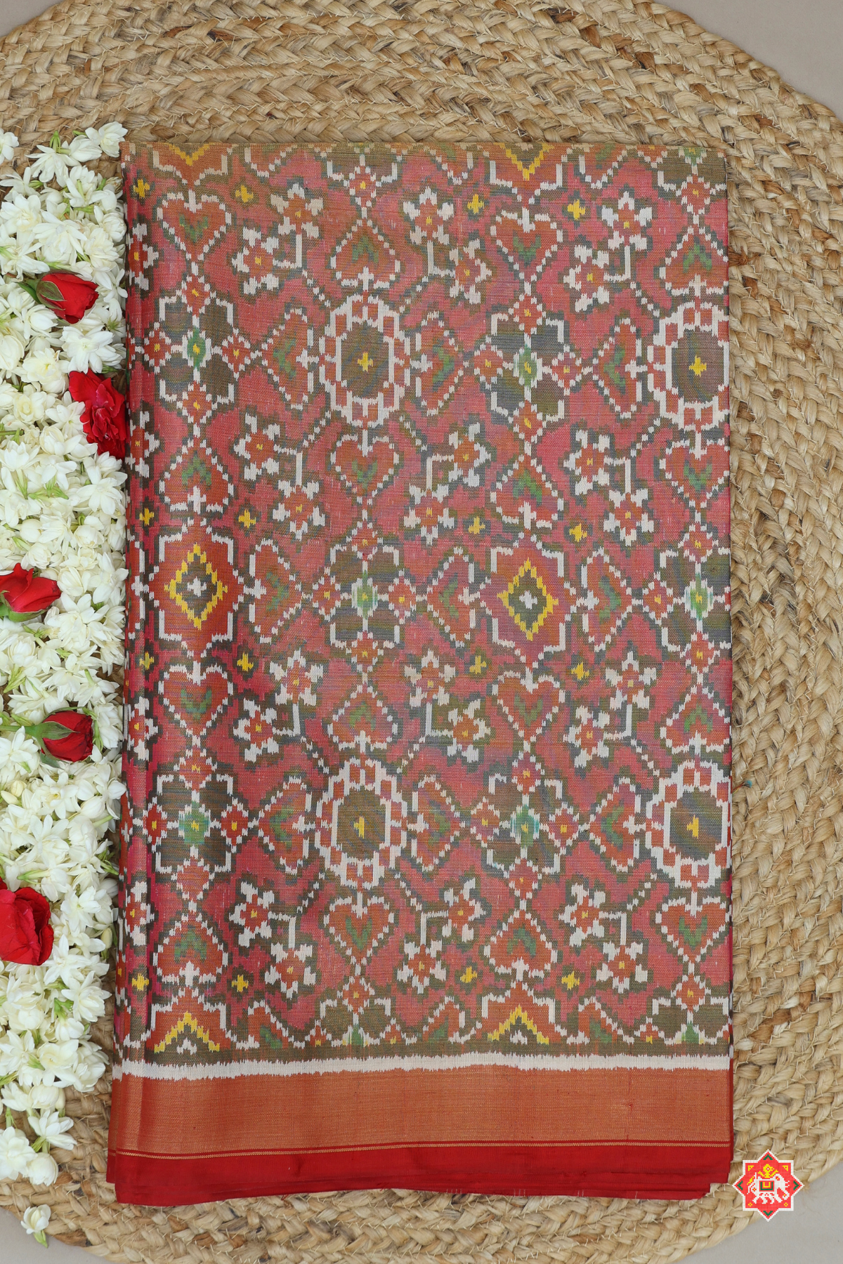Paan chanda navratna mix designer tissue patola saree