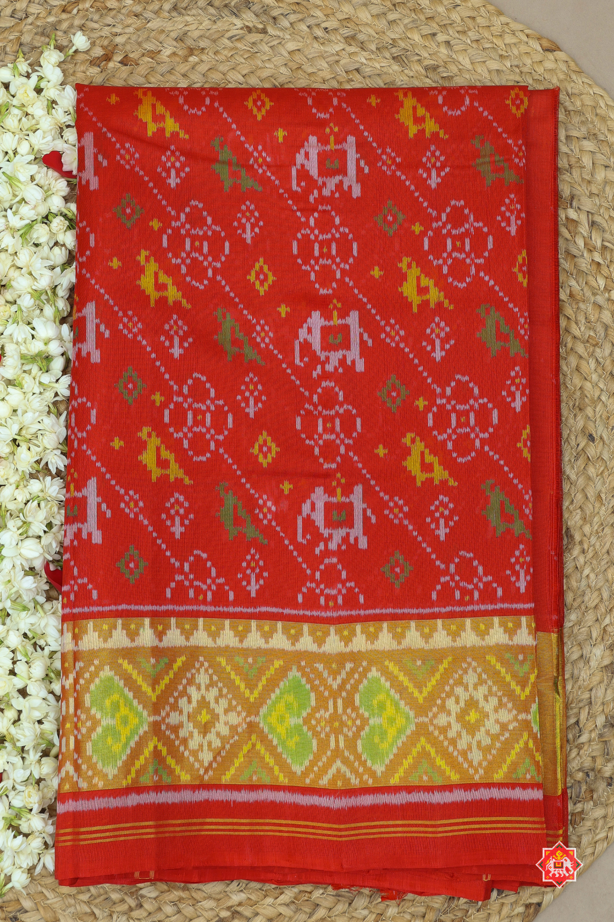 Cross lehariya with big tissue border single ikat patola saree
