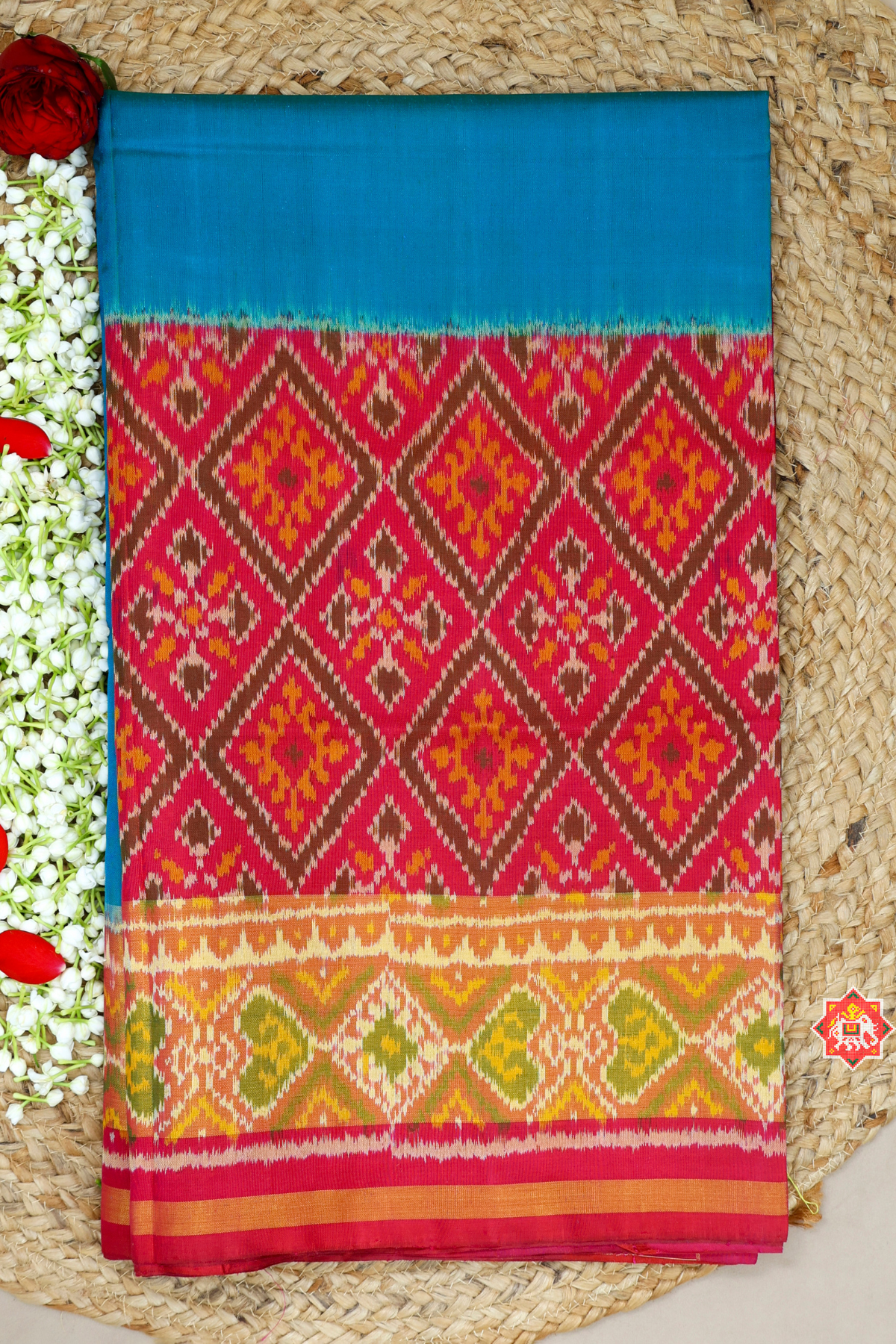 Skirt tissue border single ikat patola saree