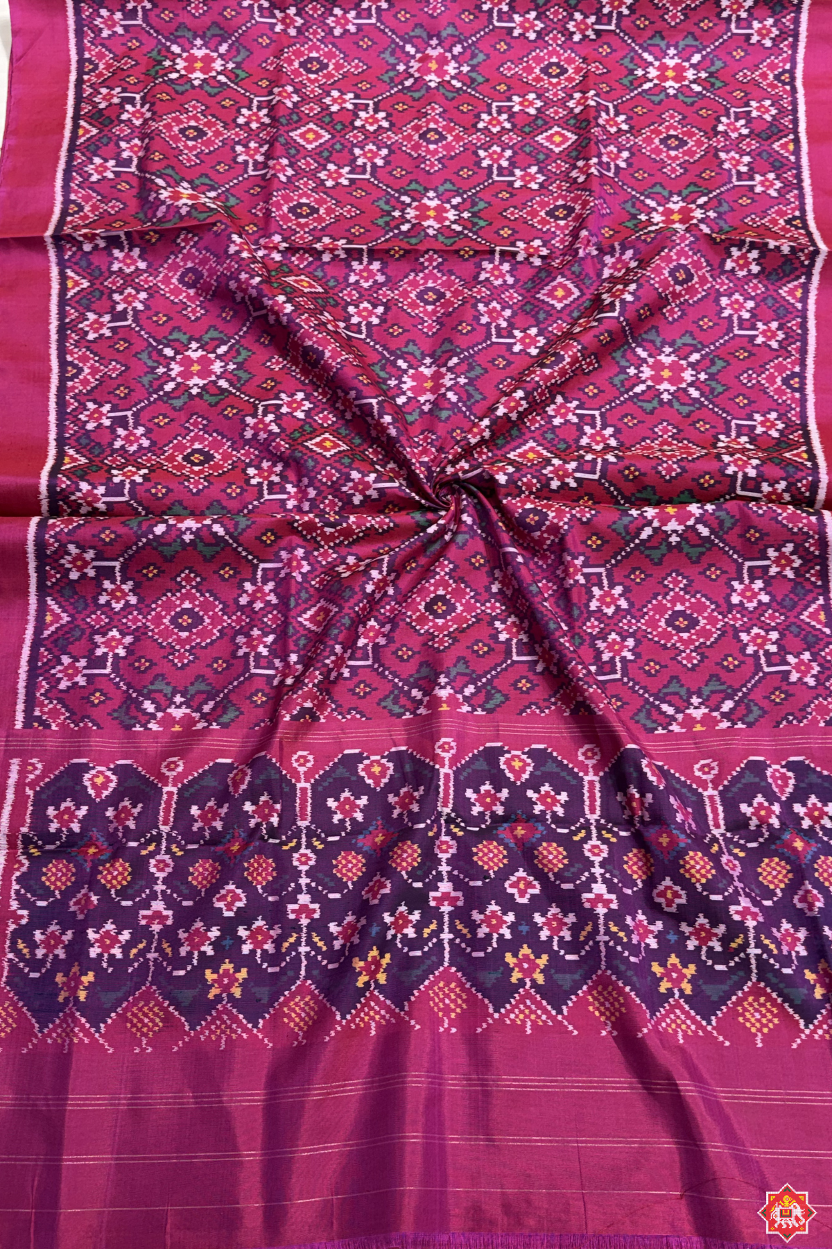 Navratna design with minakari work semi double ikat patola dupatta