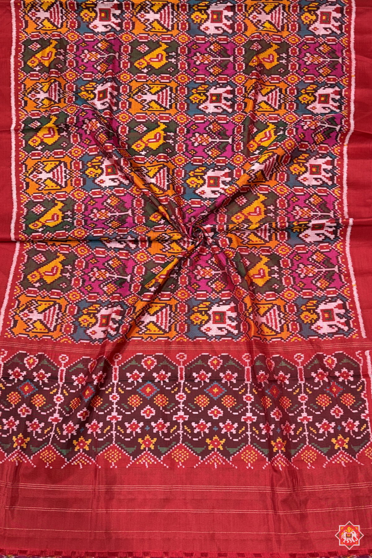 Traditional motifs design semi double ikat patola dupatta