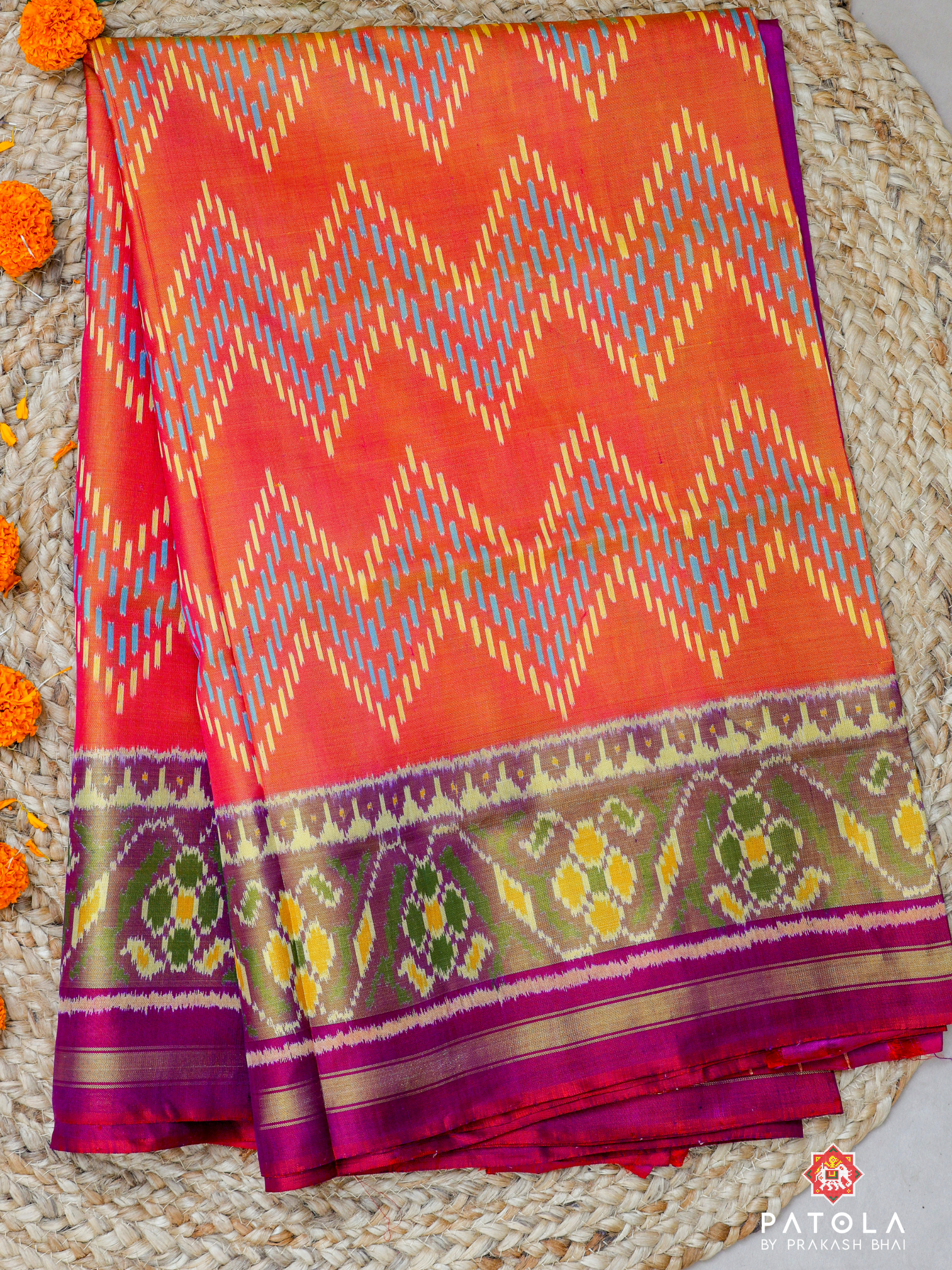 Zigzag Designer Single Ikat Patola Saree