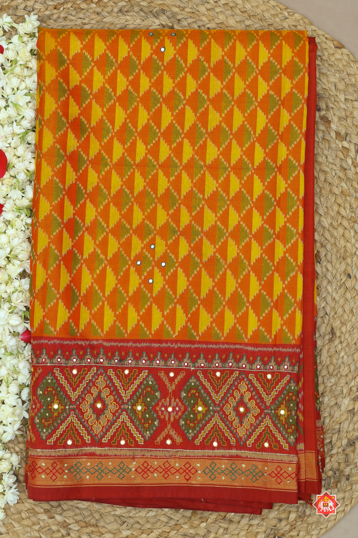 Masterpiece Patola Border pallu With pure traditional (mirror work) Saree