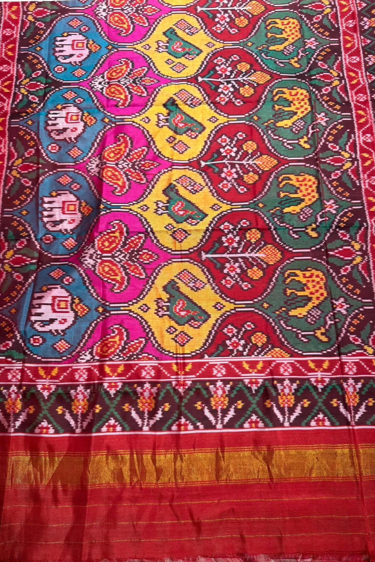Master piece motifs design semi double ikat dupatta