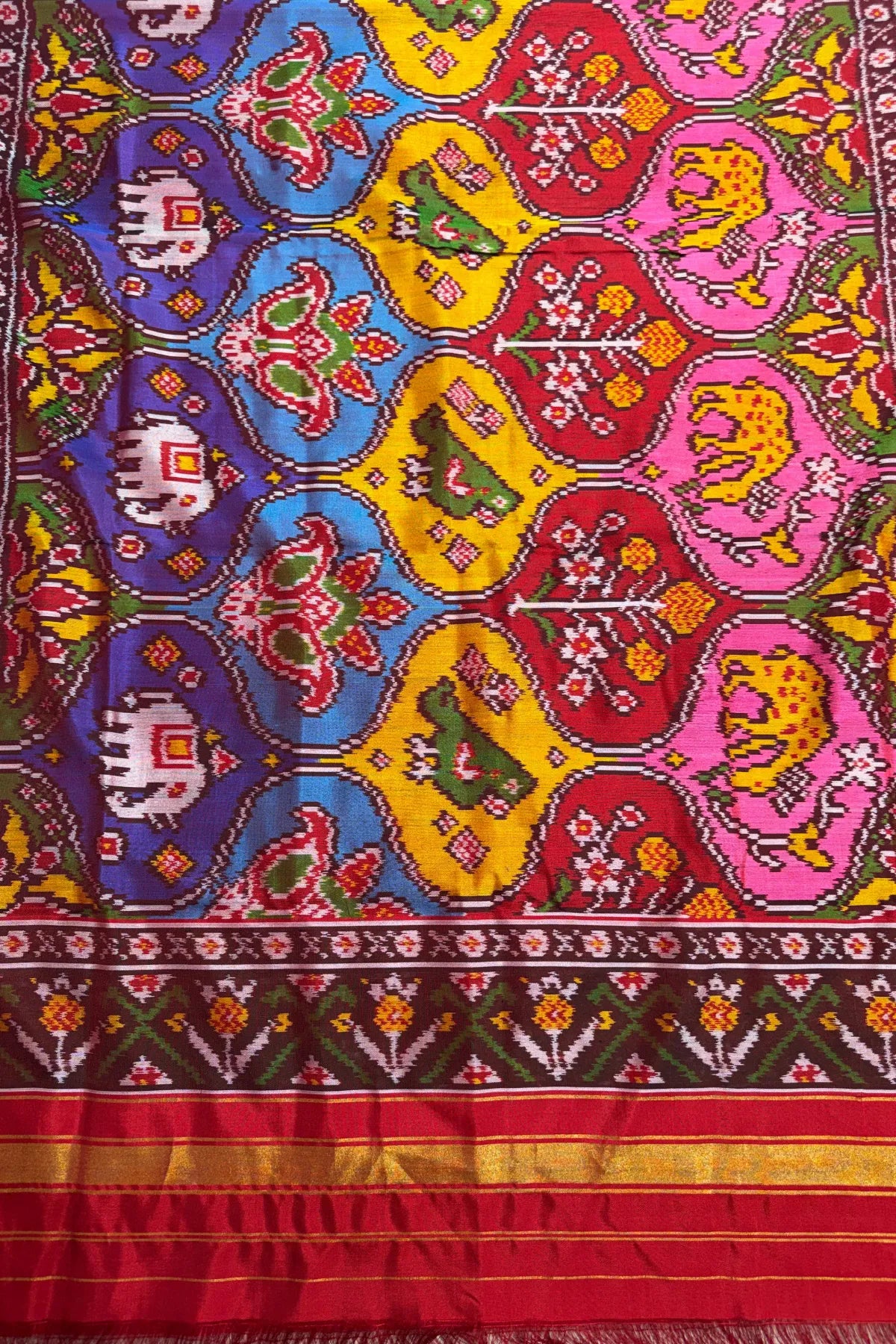 Master piece motifs design semi double ikat dupatta